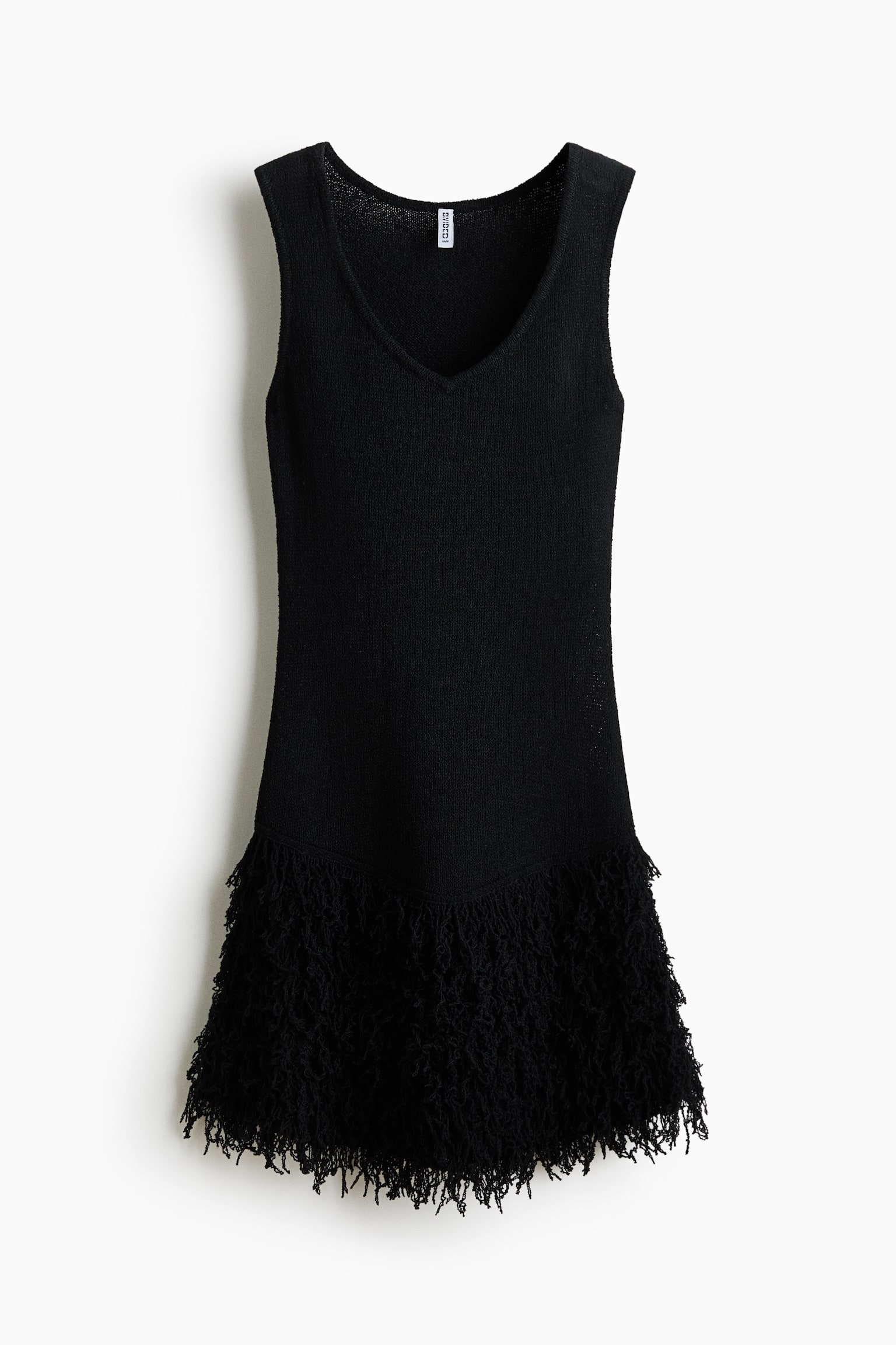 Fringed knitted dress - Black - 2