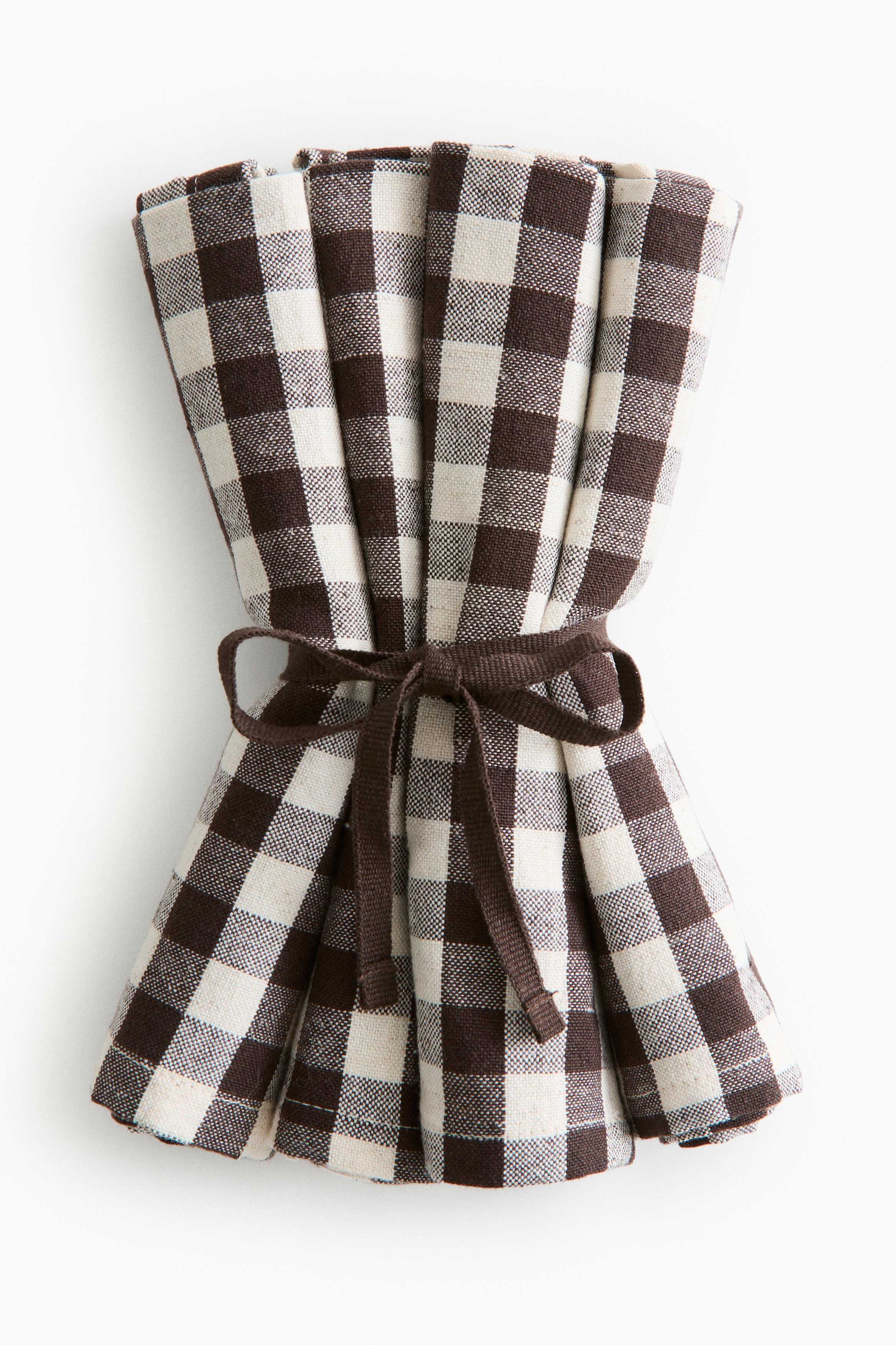 Pack de 4 servilletas de algodón - Marrón oscuro/Cuadros vichy/Amarillo/Rayas/Verde/Rayas crema/Verde/Cuadros vichy/Amarillo/Cuadros vichy/Terracota/Rayas/Marrón oscuro/Rayas/Terracota/Cuadros vichy/Beige/Cuadros vichy/Rosa claro/Cuadros vichy/Beige/Rayas/Rosa claro/Rayas