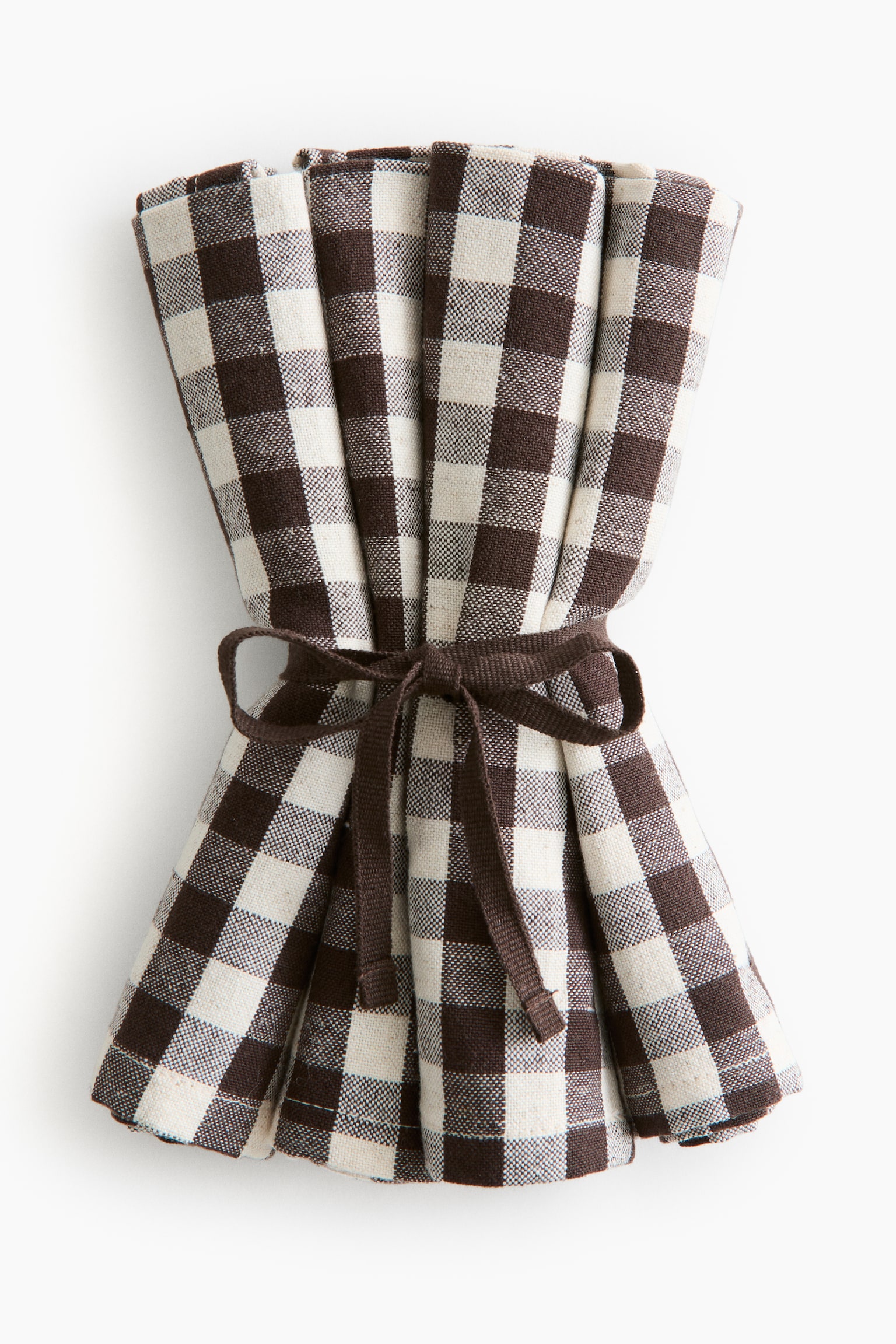 4-pack cotton napkins - Dark brown/Gingham check/Dark grey/Striped/Green/Cream striped/Dark brown/Striped/Light pink/Striped/Beige/Gingham check/Green/Gingham check/Terracotta/Gingham check/Terracotta/Striped/Light pink/Gingham check/Beige/Striped - 1