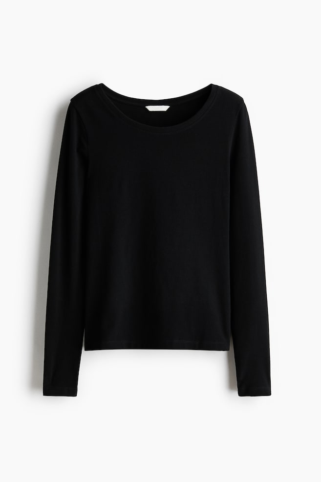Fitted cotton top - Black/Grey marl/White - 1