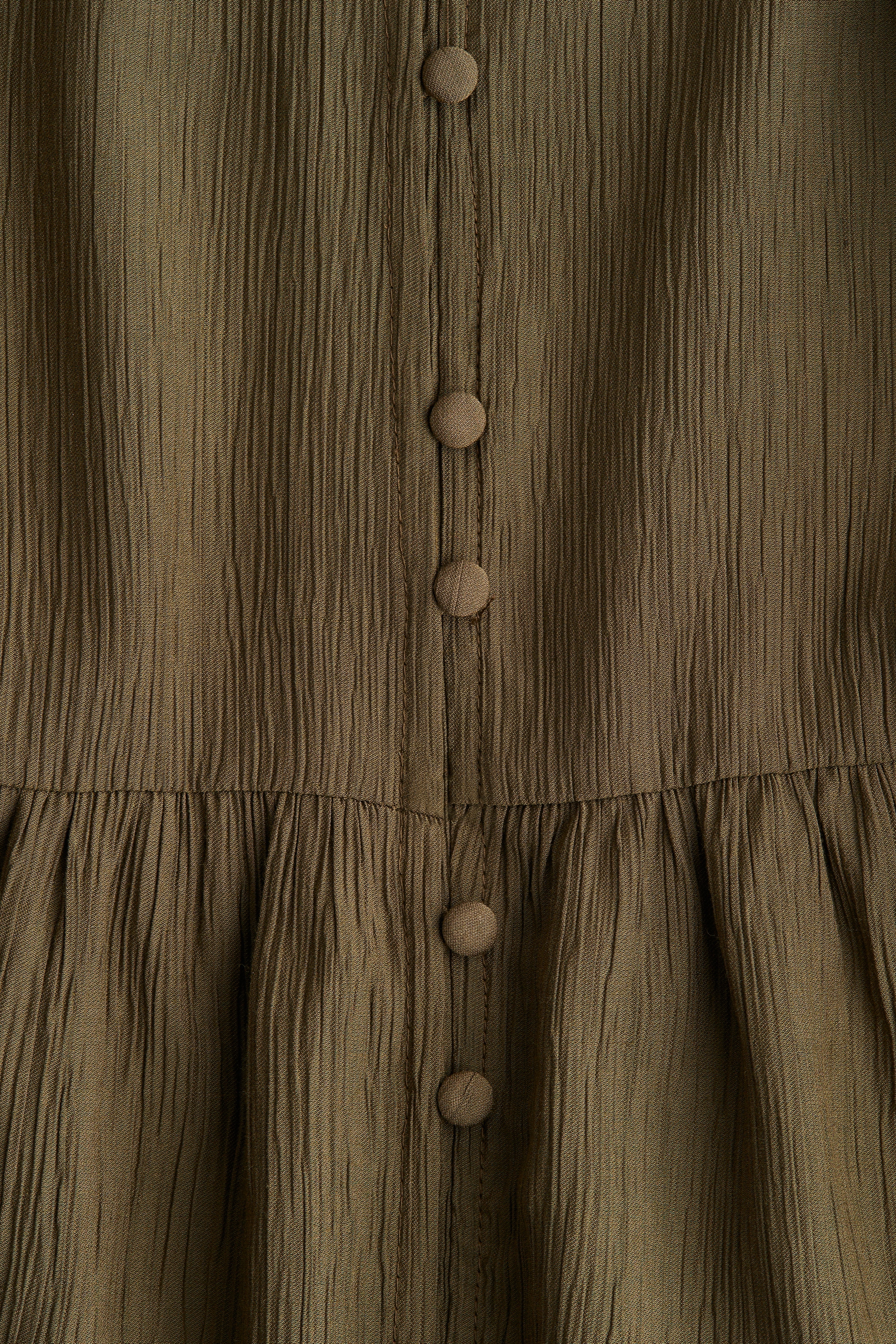 Ladies - Dark Khaki Green Crinkled Tunic Dress - Size: XXS - H&M