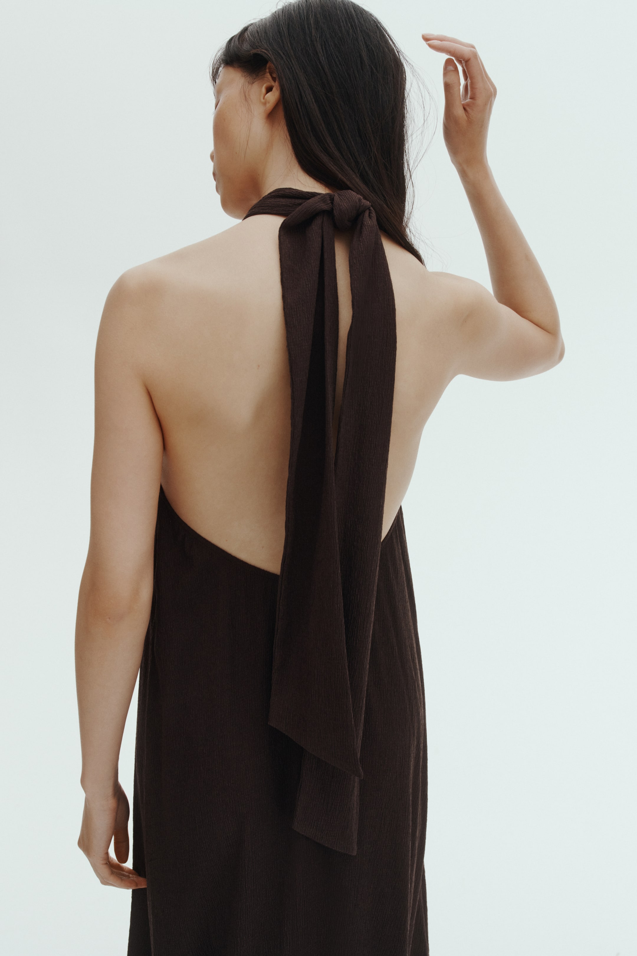 Twist-Detail Halterneck Dress