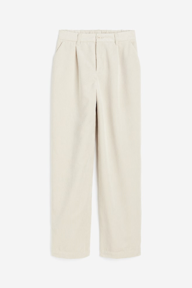 Wide corduroy trousers - Light beige/Light beige/Black/Light grey - 1