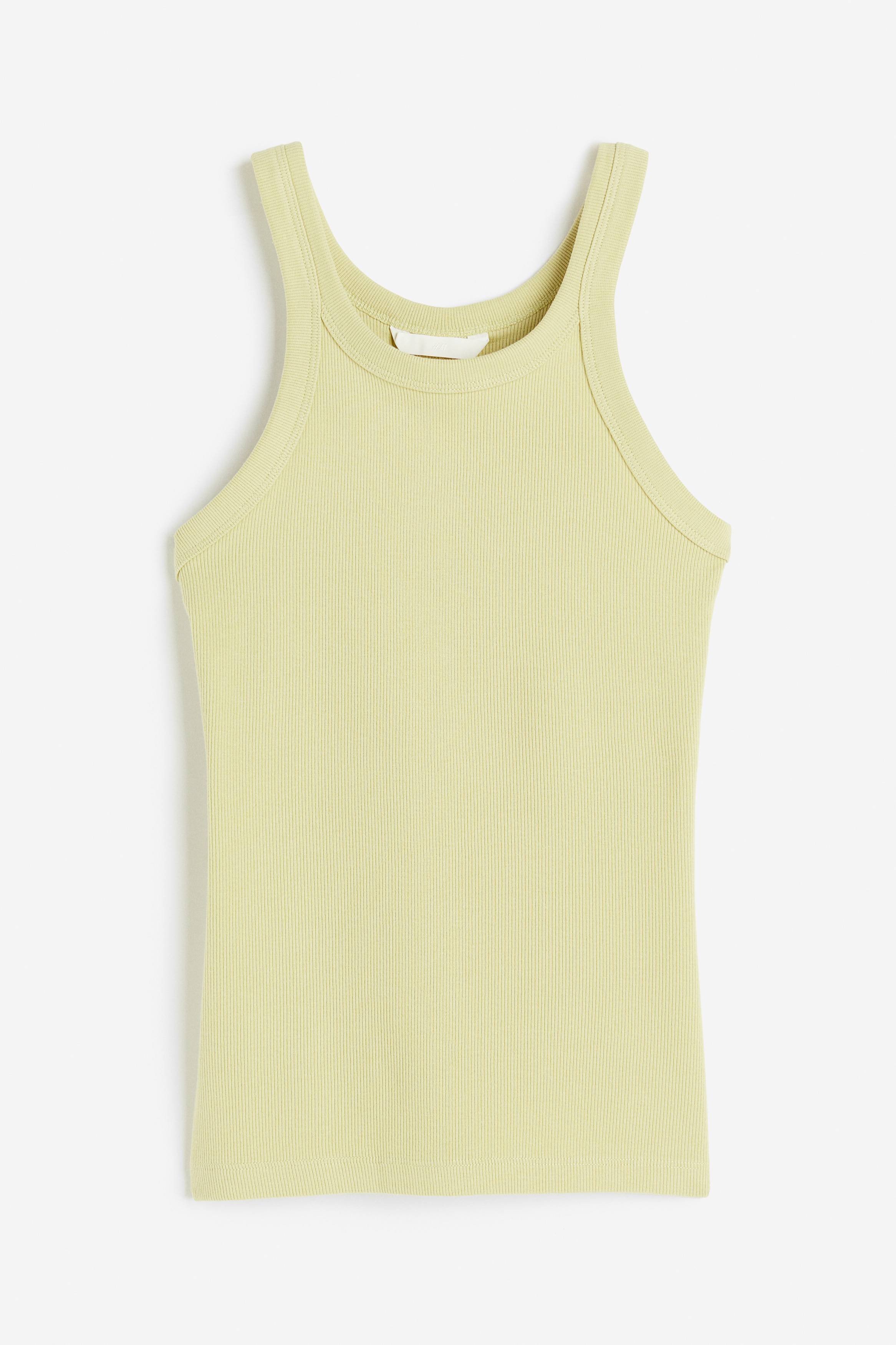 Ribbed Tank Top - Round Neck - Sleeveless - Pale yellow - Ladies 