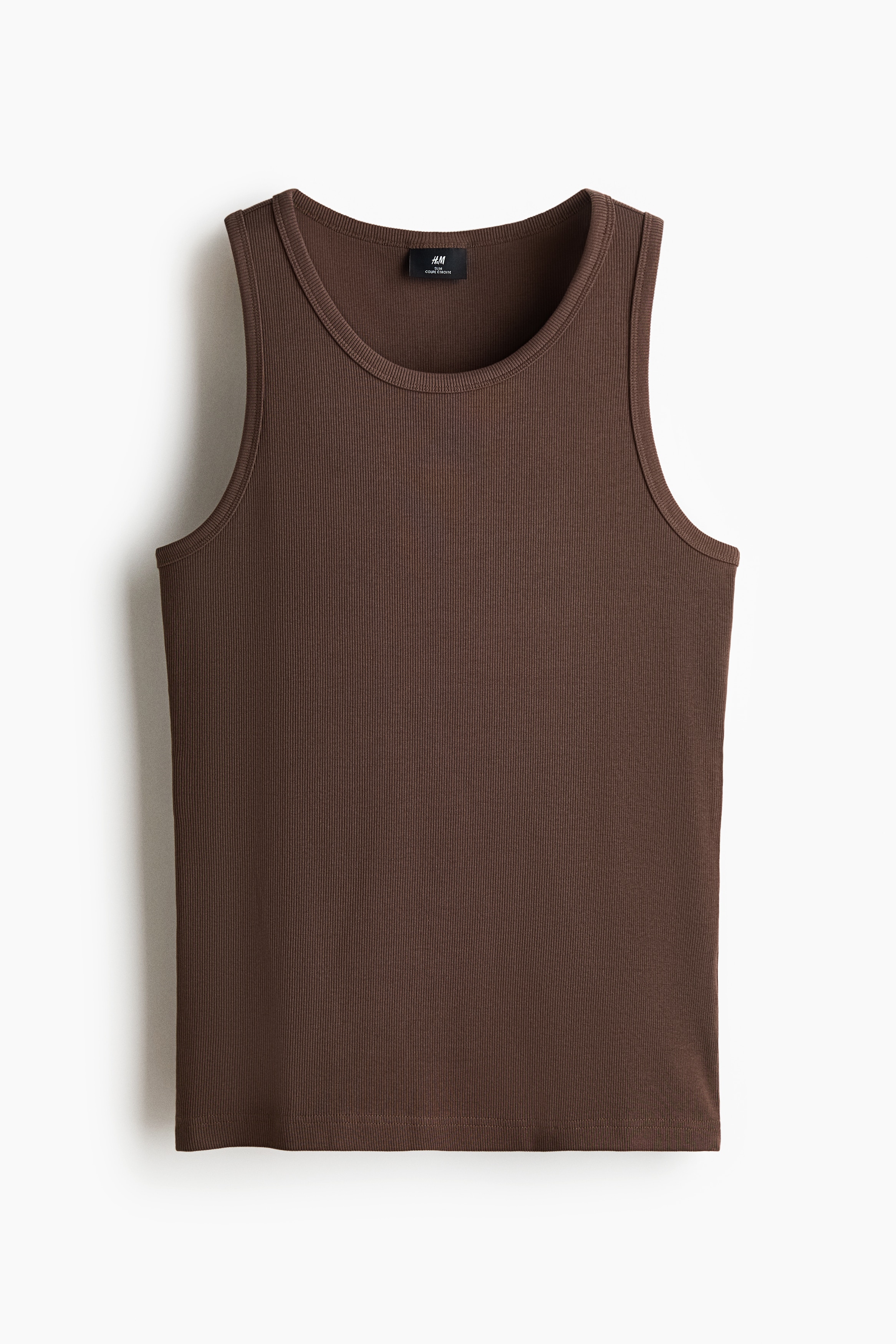 Slim-Fit Ribbed Tank Top - Brown/White/Black/Light gray melange/Dark gray