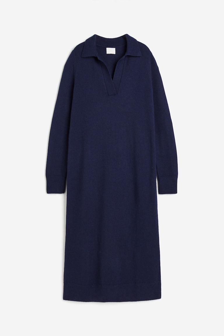 h&m blue knit dress Women's Navy Collared knitted 25 Denim Jacket Outfit Homecoming Outfits 2022 square neckline FIT:Petite
