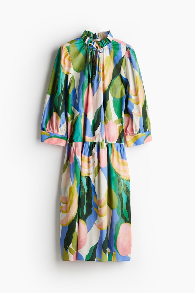 Frill-collar dress - Blue/Patterned - 1
