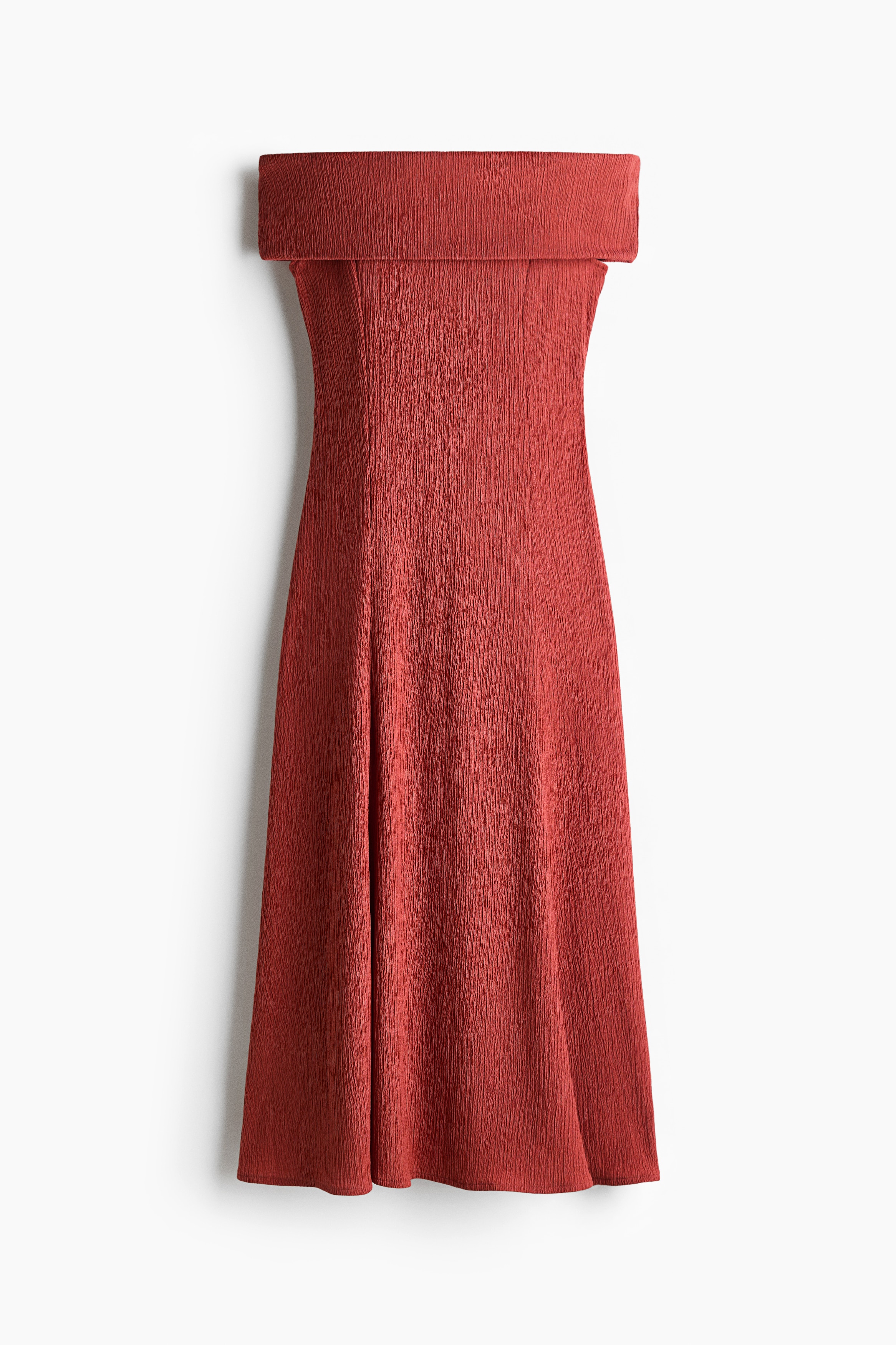 Off-the-shoulder dress - Red/Dark brown
