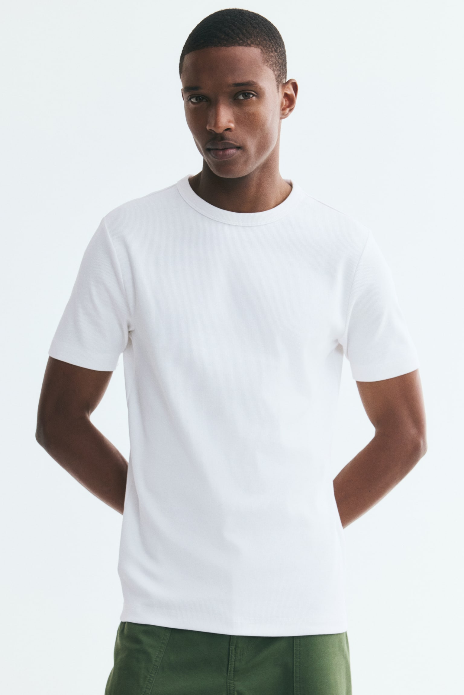 Áo thun gân nổi Slim Fit - Màu trắng/Màu đen/Màu nâu xám - 1