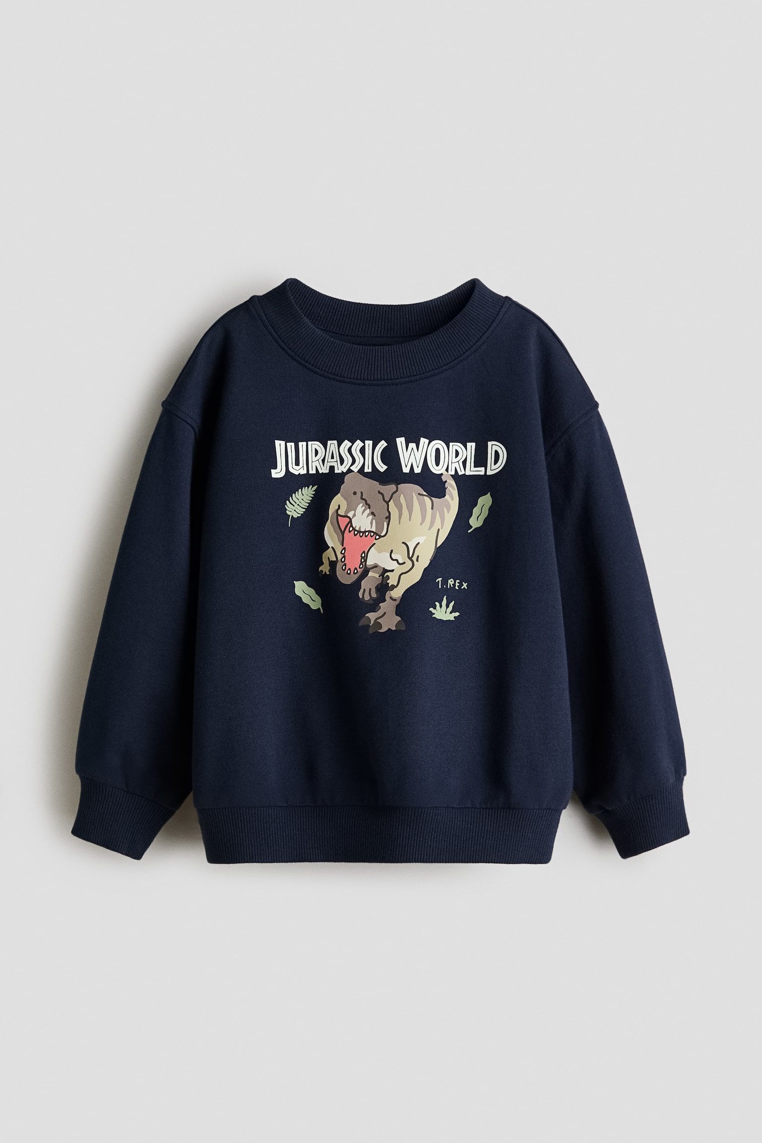 プリントデザインスウェットシャツ - ネイビーブルー／ジュラシック・ワールド/グリーン／ジュラシック・ワールド - 1