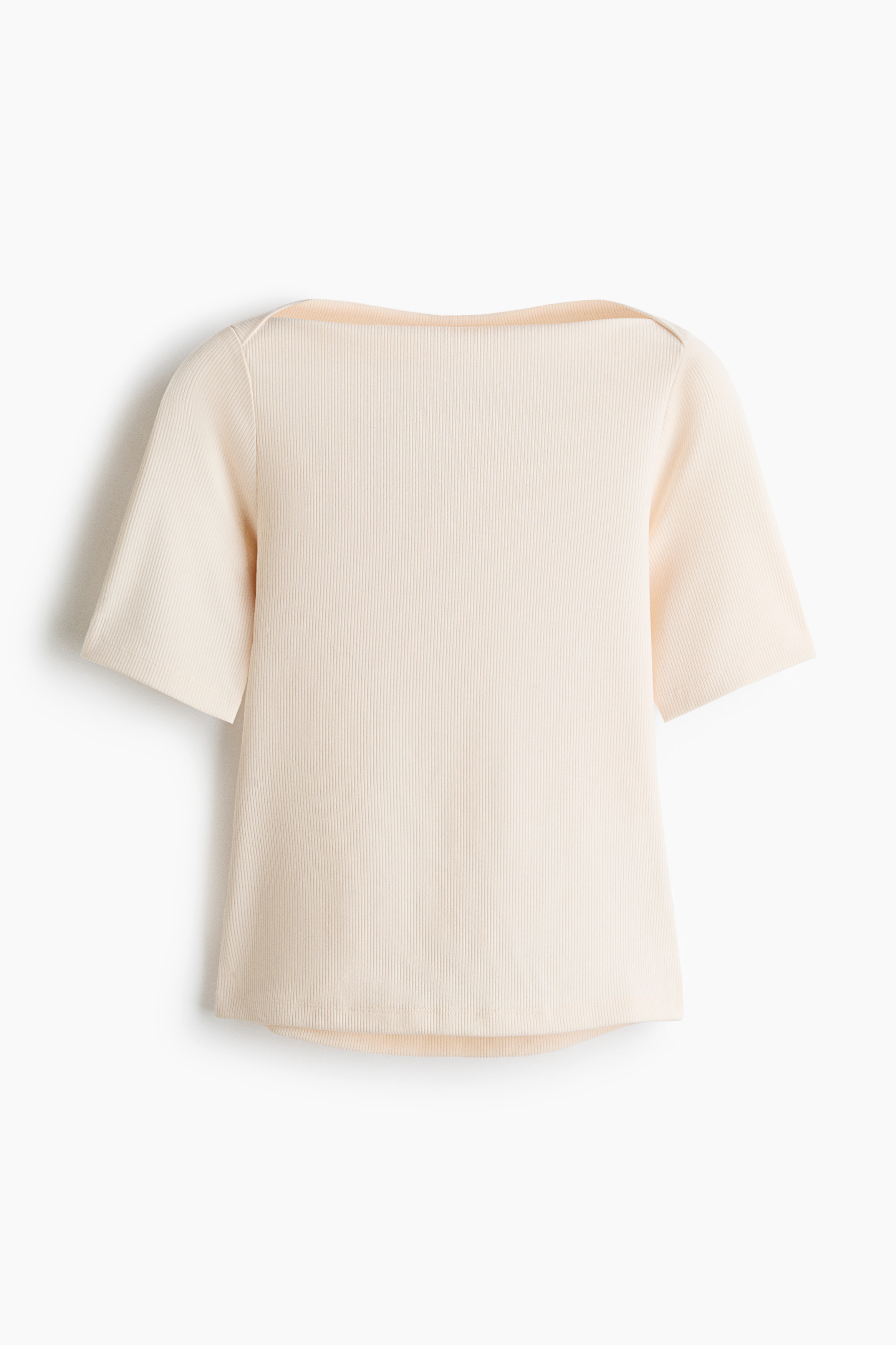Rib-Knit Boat-Neck Top - Cream/Dusty pink/Burgundy