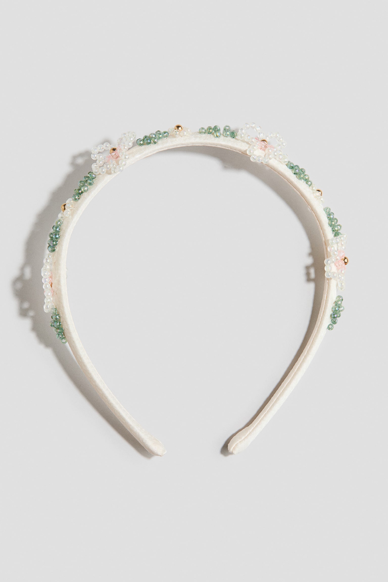 Serre-tête avec perles fantaisie - Crème - 1