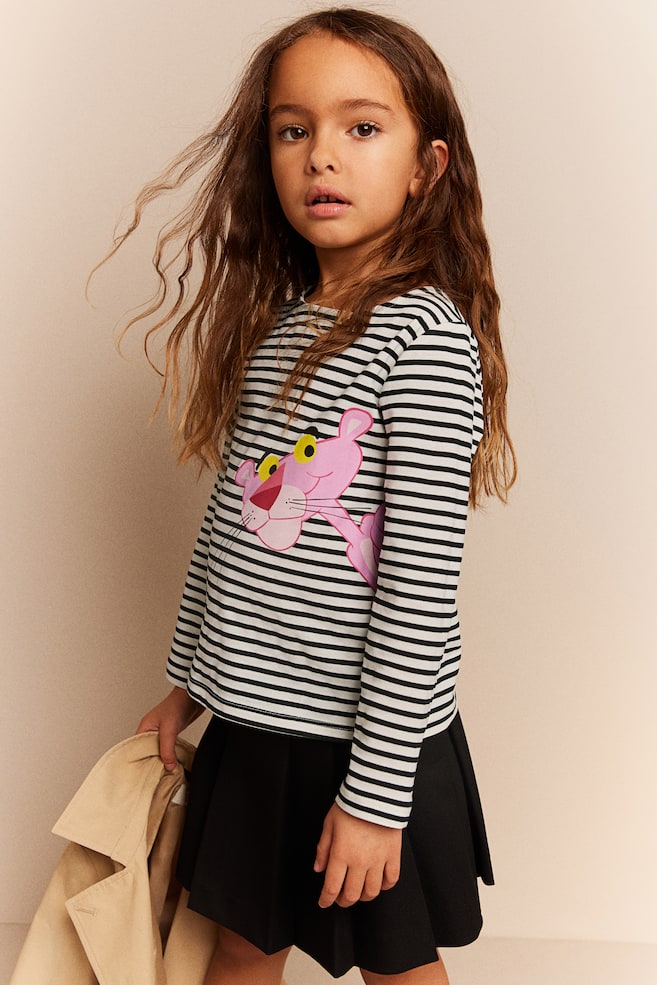 Long-sleeved jersey top - Black/Pink Panther - 6