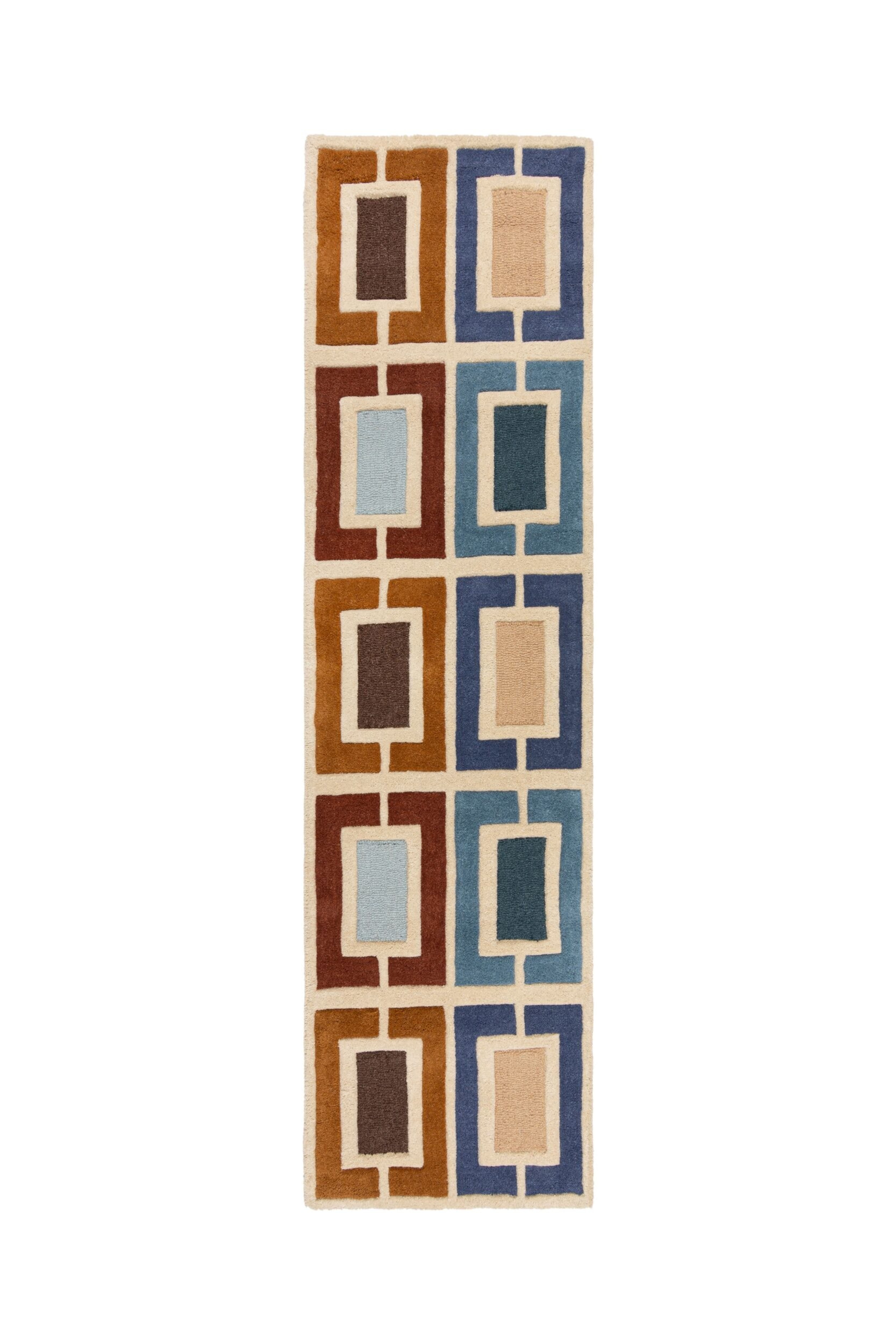 HM Wollteppich Retro Blocks Carved Wool Runner