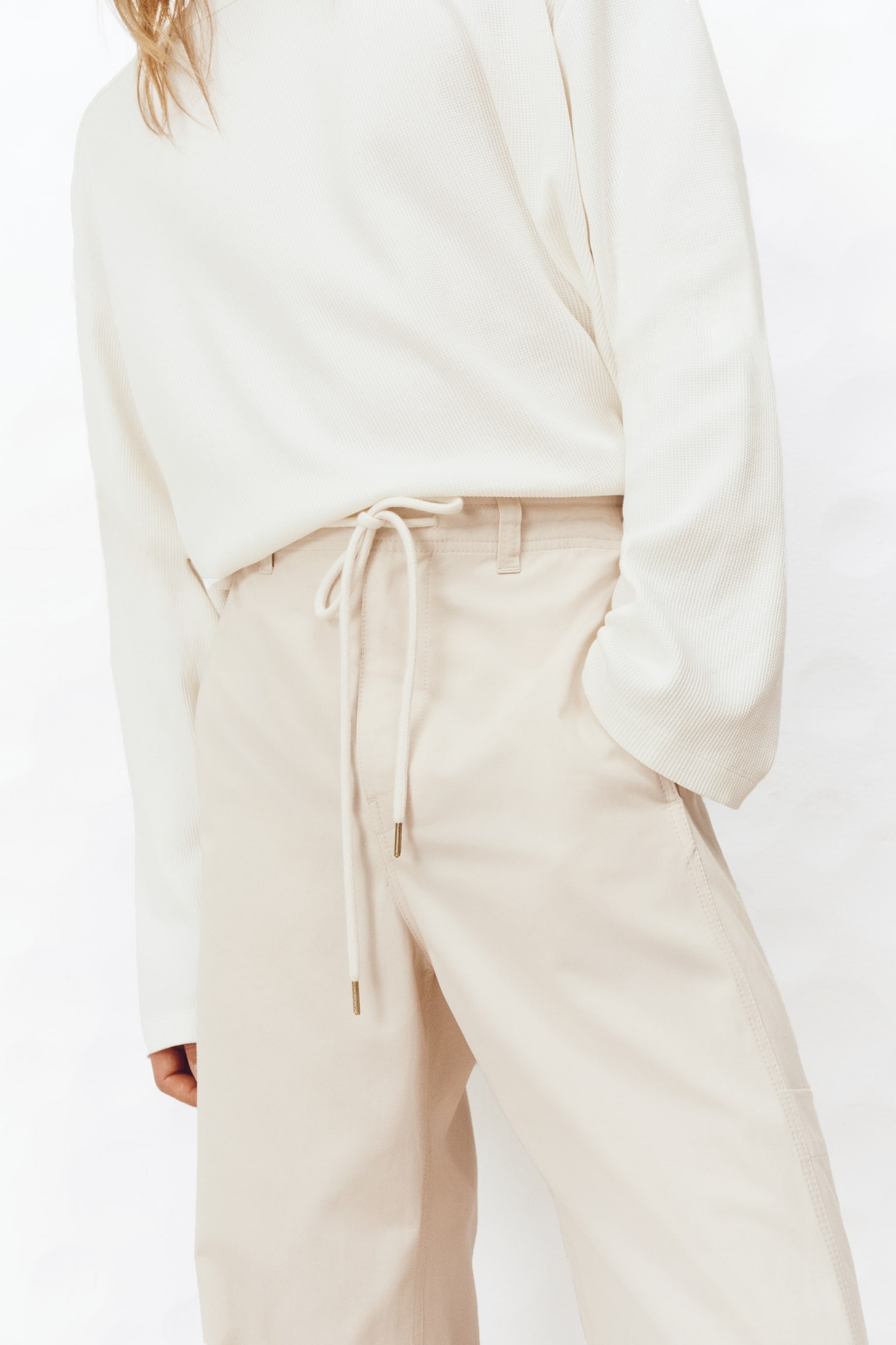 Мужские брюки H&M Loose-Fit Cargo, цвет: Светлый бежевый — фото 3