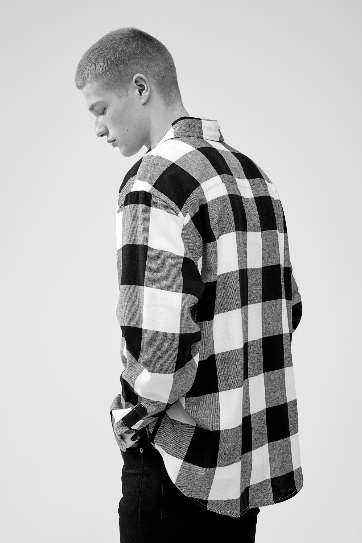 Relaxed Fit Flannel shirt - Black/Checked - 5