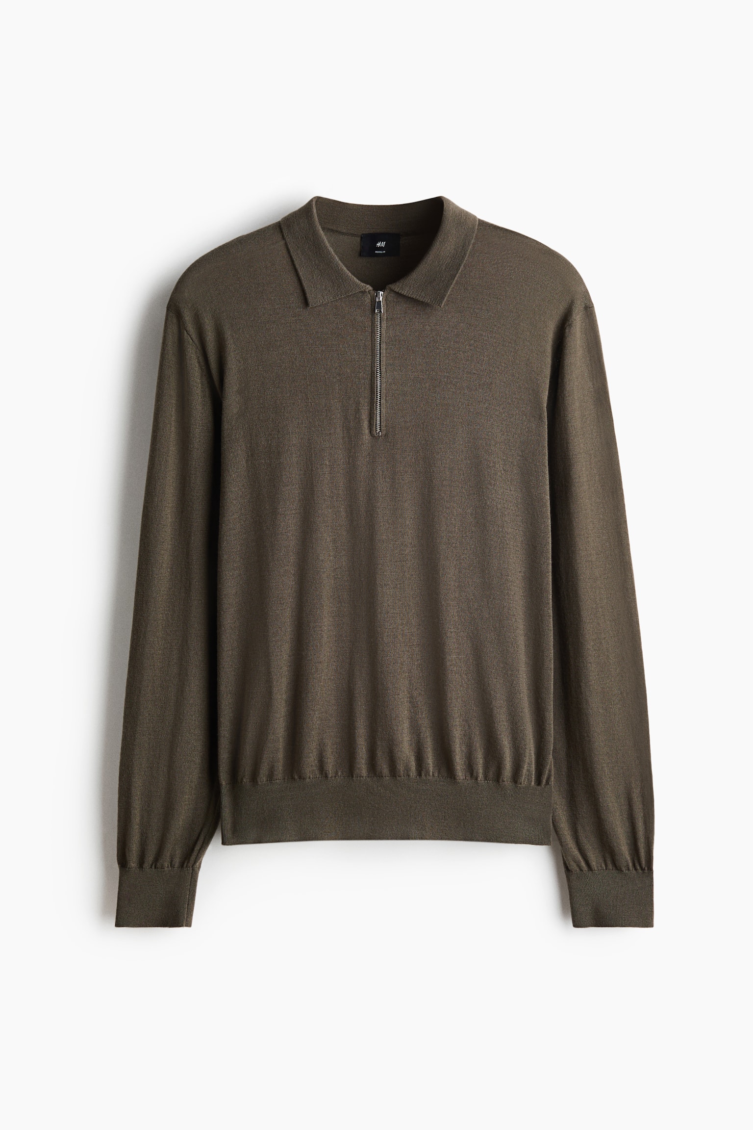 Regular-Fit Merino Wool Half-Zip Polo Shirt - Dark taupe/Black/Dark gray - 1