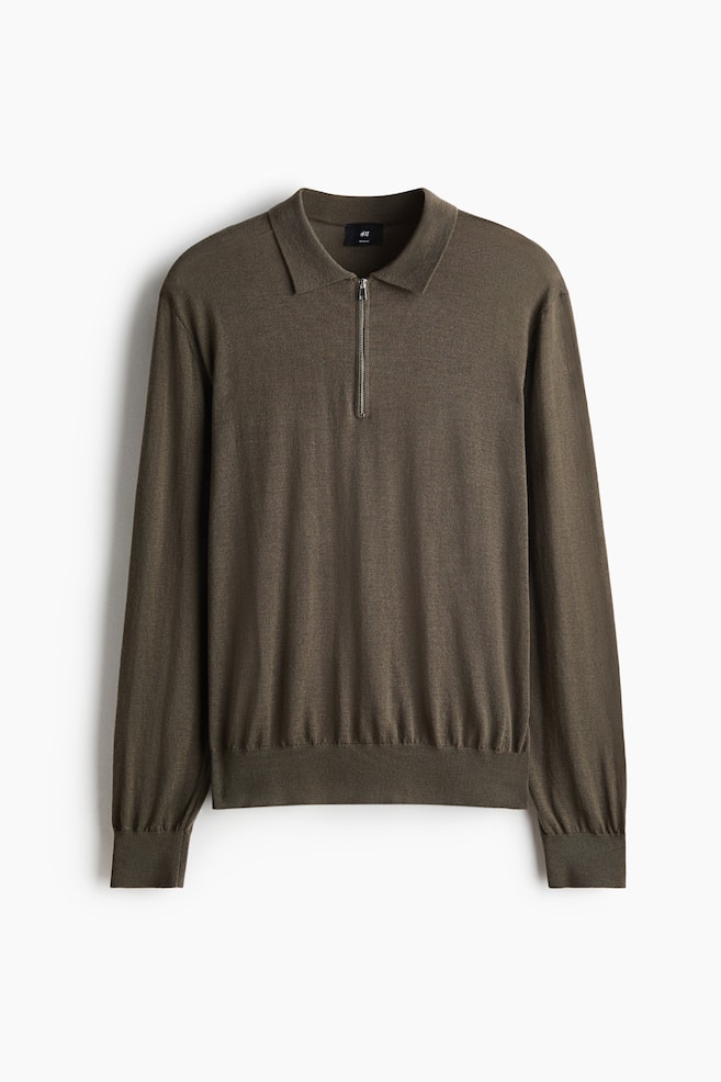 Poloshirt aus Merinowolle in Regular Fit - Dunkles Graubraun/Schwarz/Dunkelgrau - 1