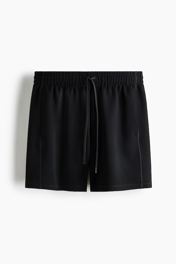 Мужские шорты H&M Move Regular-Fit Waffled Sports with DryMove™, цвет: Чёрный