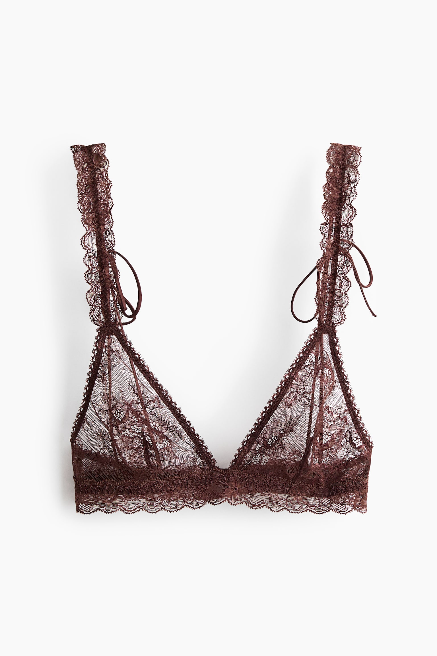 Soft lace bra - Tmavě hnědá - 2