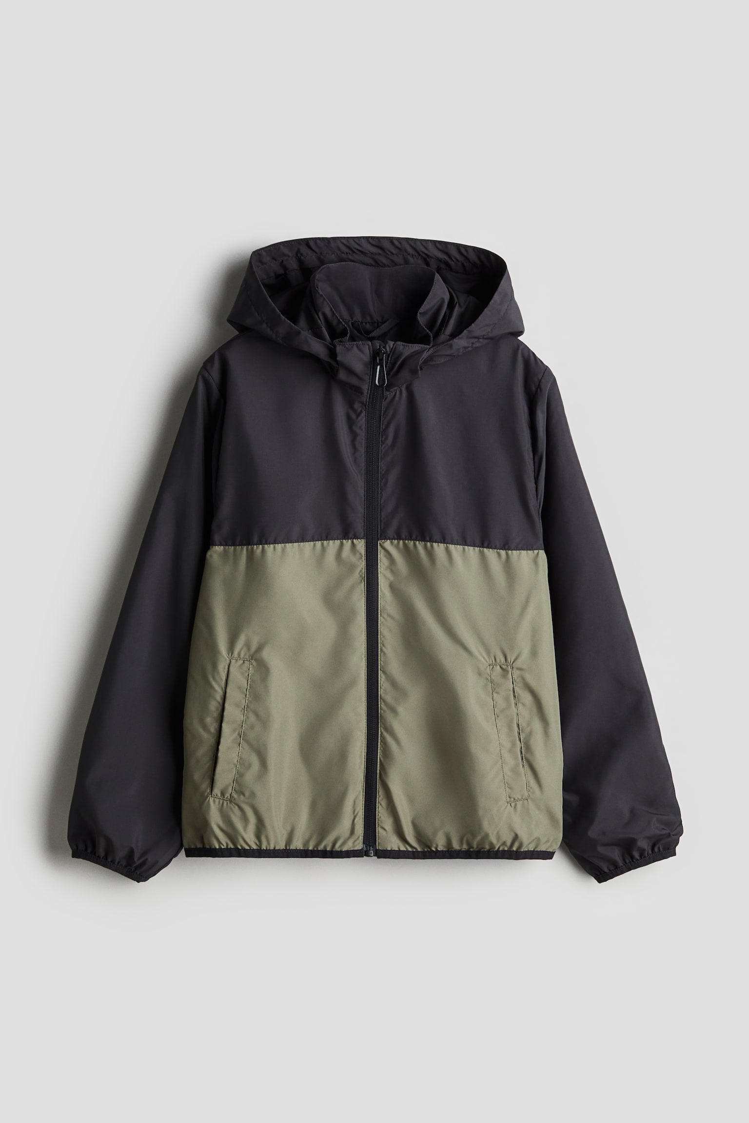 Hooded Windbreaker - Black/Khaki green/Navy blue - 1