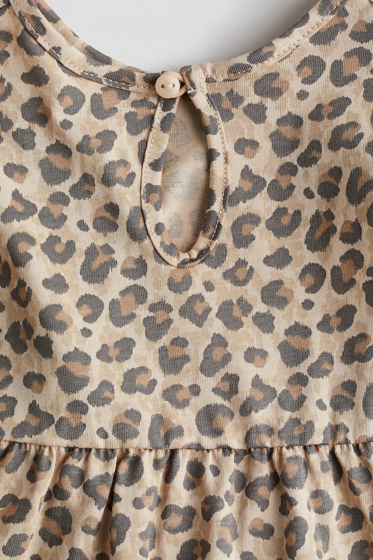 Printed cotton dress Beige/Leopard-print Kids H&M IN