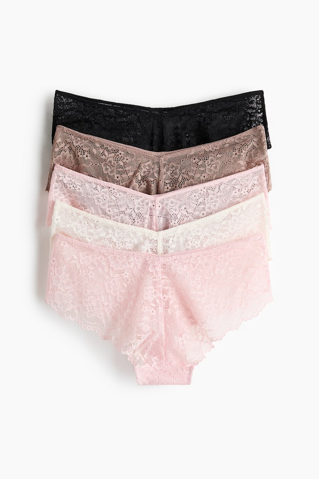 5-pack lace hipster briefs - Light pink/Dusty pink/Black/Burgundy/Light pink/White/Blue/Cream/Light beige/Light pink/Pink/Grey-green/Light beige/Dark brown/Pink/Burgundy/Dark brown/Pigeon blue/Light blue/White/Pink/Cream/Light beige - 1