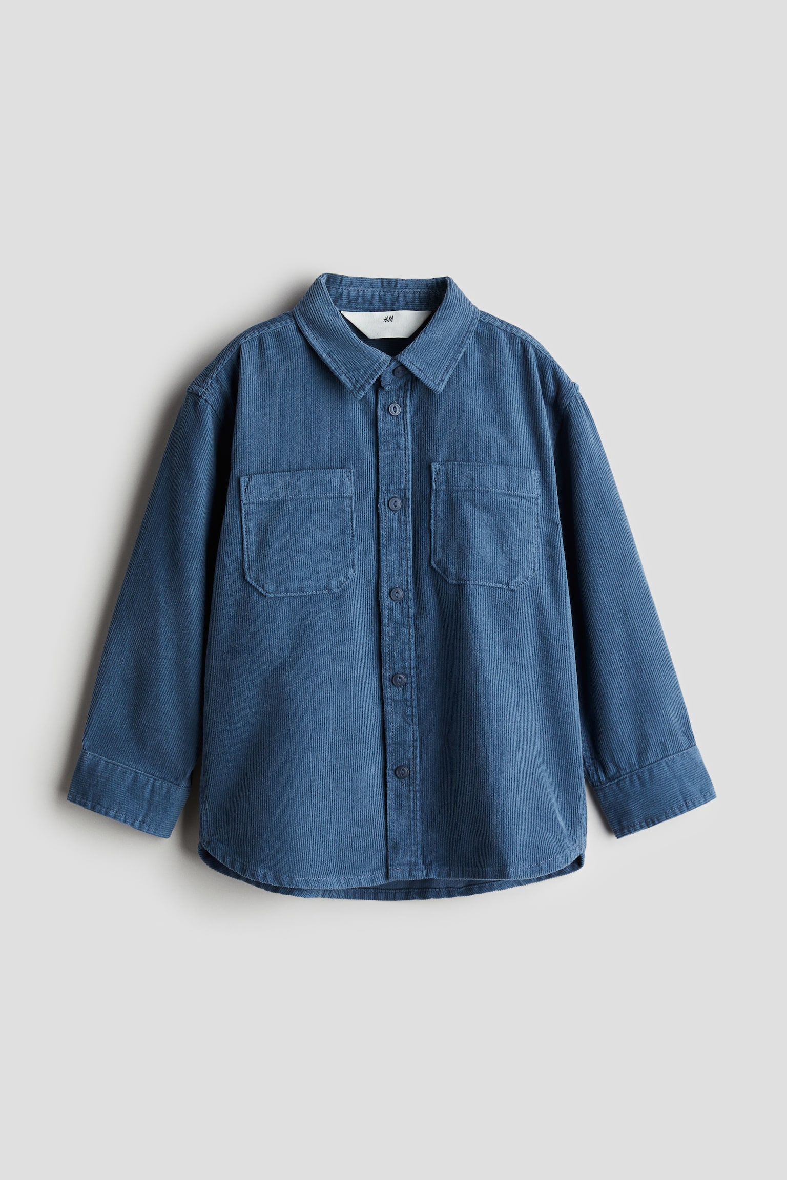 Cotton corduroy shirt - Dusty blue/Light brown/Navy blue - 1