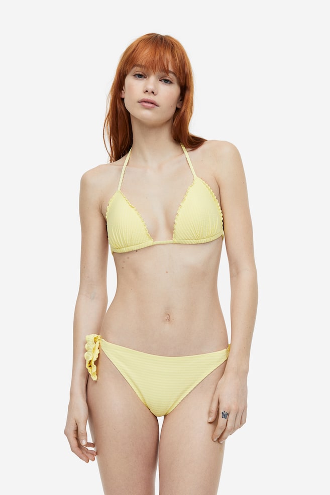 Push-up triangle bikini top - Light yellow/Light blue - 1