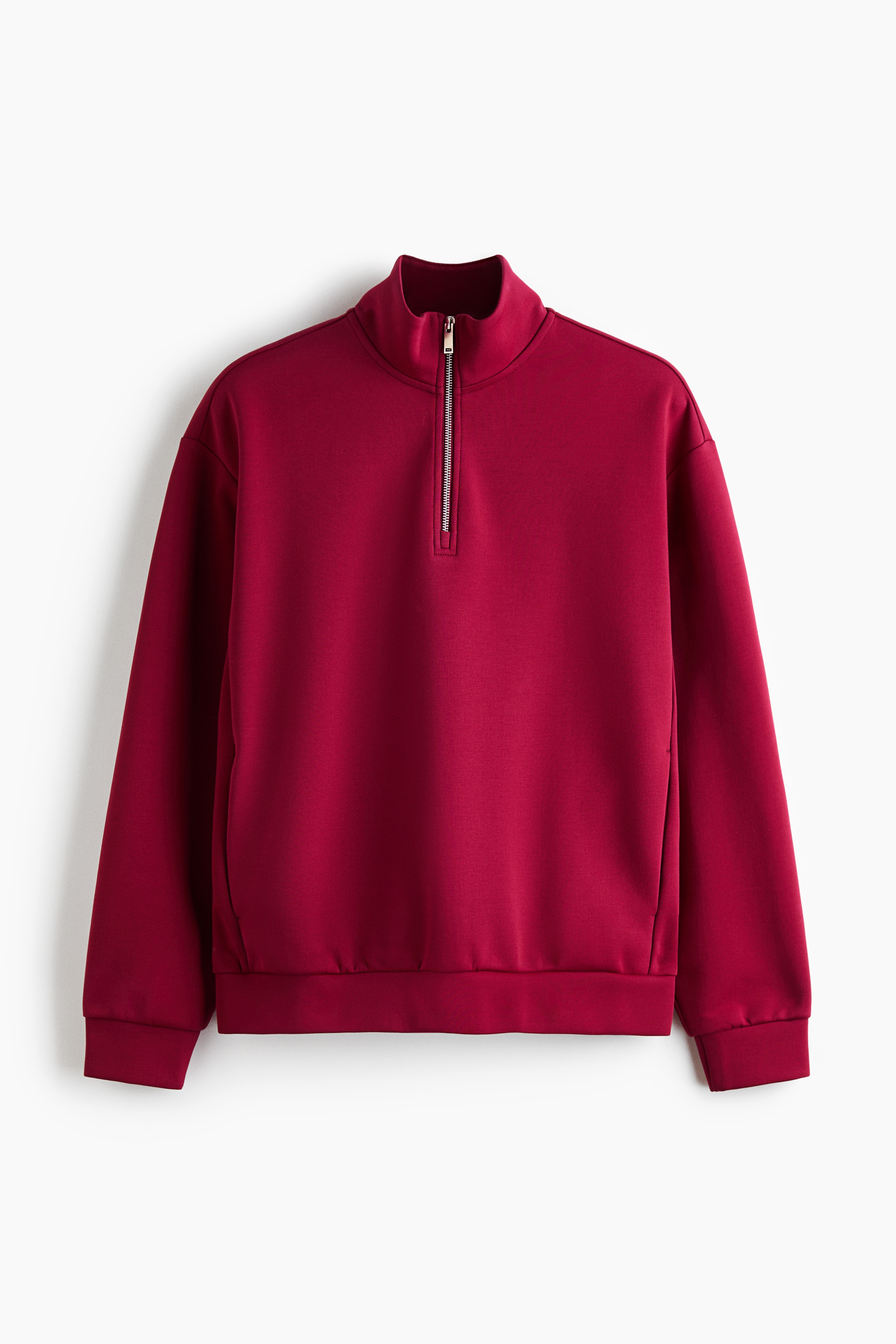 Relaxed-Fit Half-Zip Sweatshirt - Red/Black/Navy blue/Gray melange