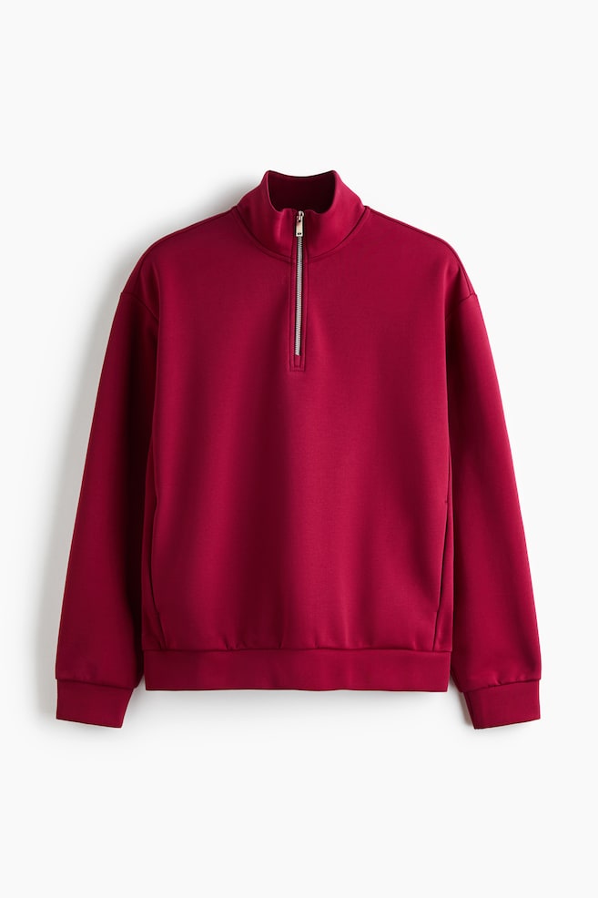 Relaxed-Fit Half-Zip Sweatshirt - Red/Black/Navy blue/Gray melange - 1