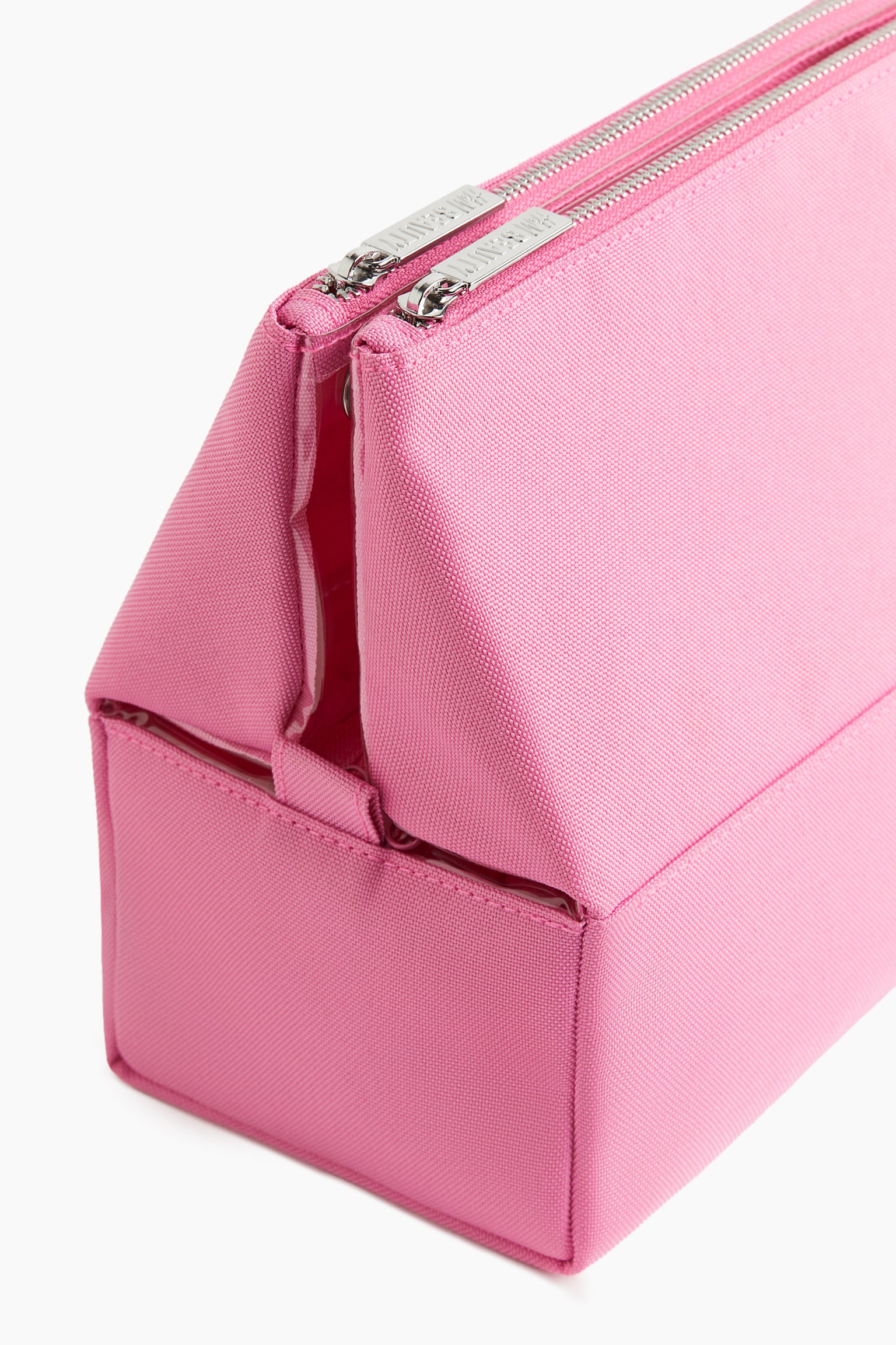 Canvas wash bag - Pink/Light beige/Black - 3