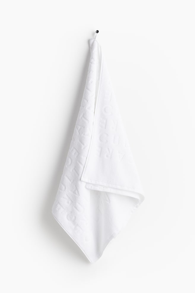 Cotton terry bath towel - White/Greige - 1
