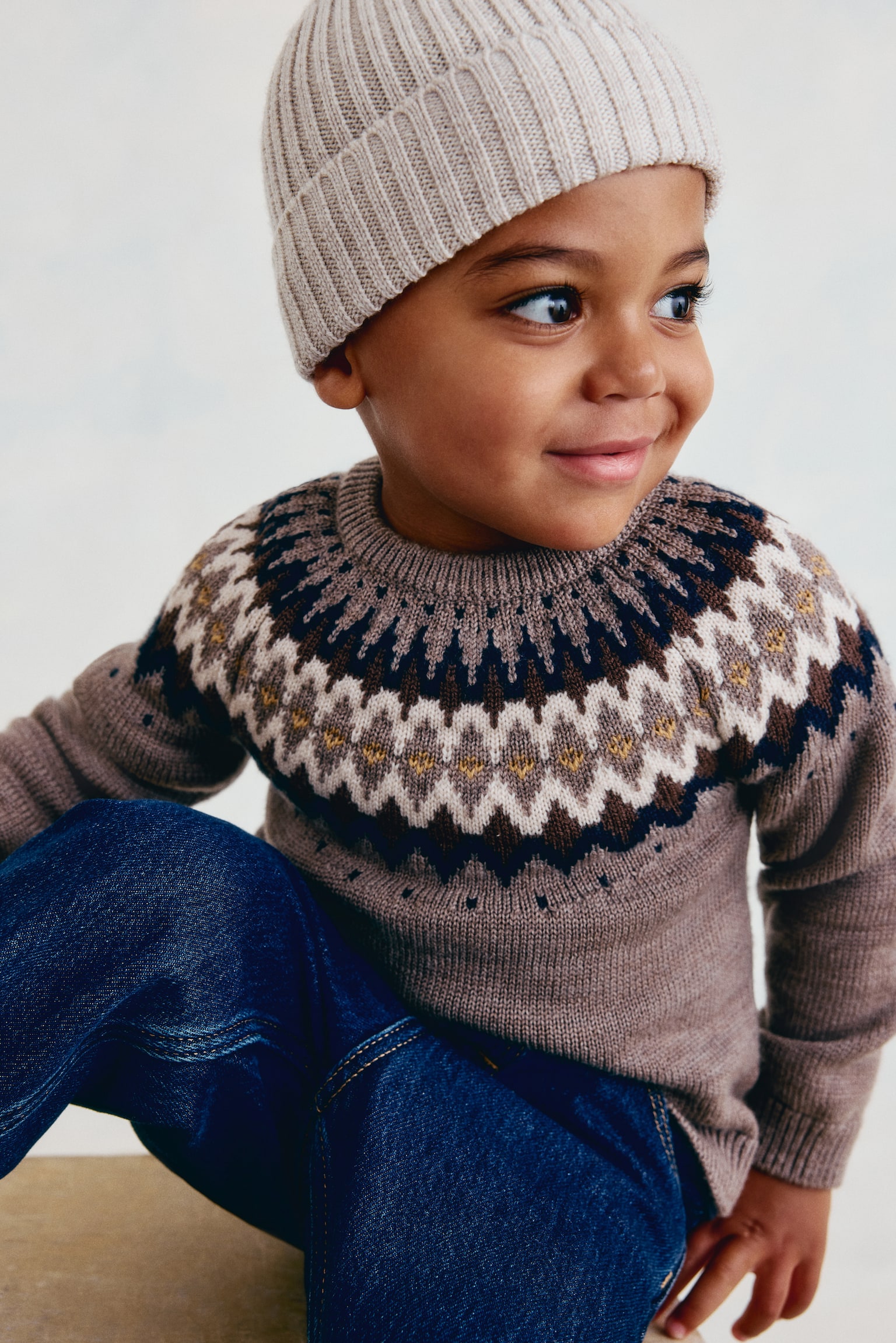 Детский свитер H&M Jacquard-Knit, цвет: Тёмный бежевый — фото 4