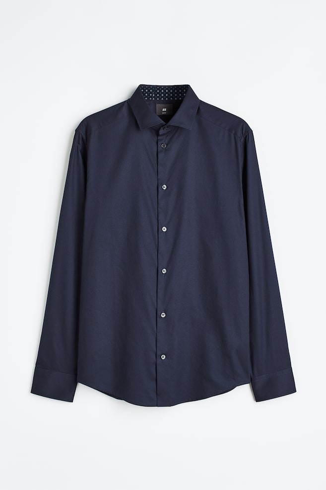 Skjorte i premium cotton Slim Fit - Mørkeblå/Lyseblå/Hvid - 2