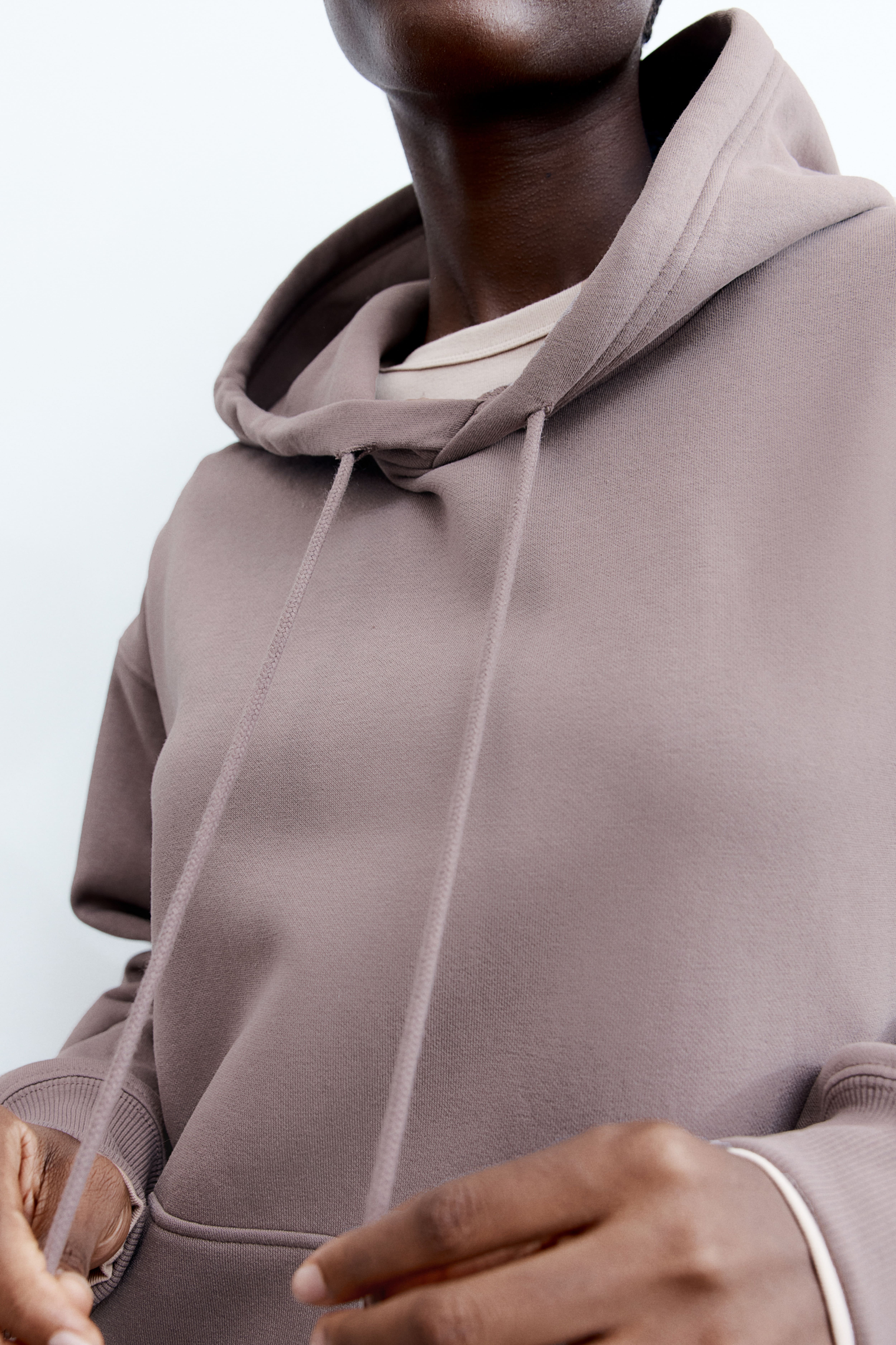 H and m beige hoodie best sale