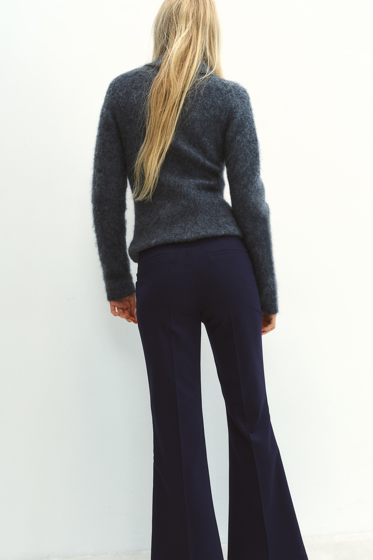 Flared tailored trousers - Navy blue/Black/Grey marl - 4