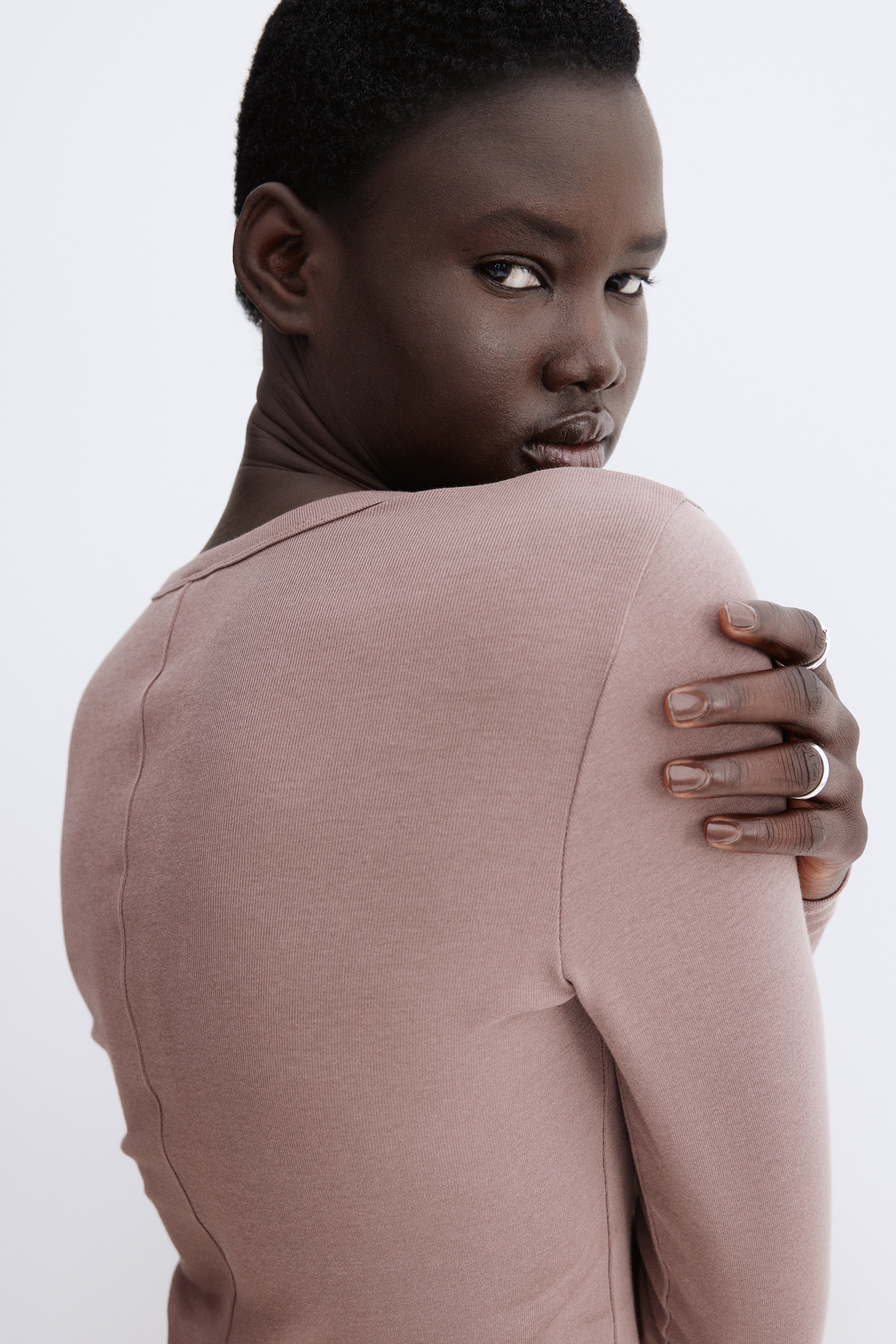 Long-sleeved jersey top
