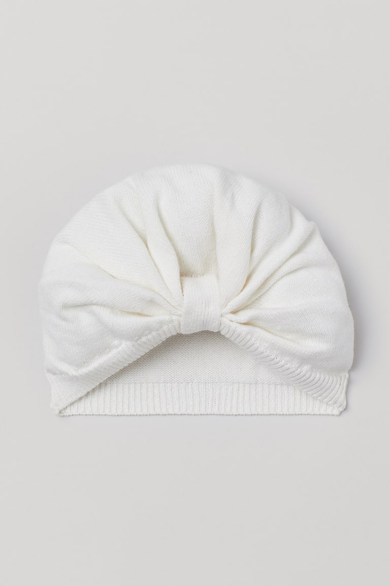 Strickturban aus Baumwolle Naturweiss KINDER H&M CH