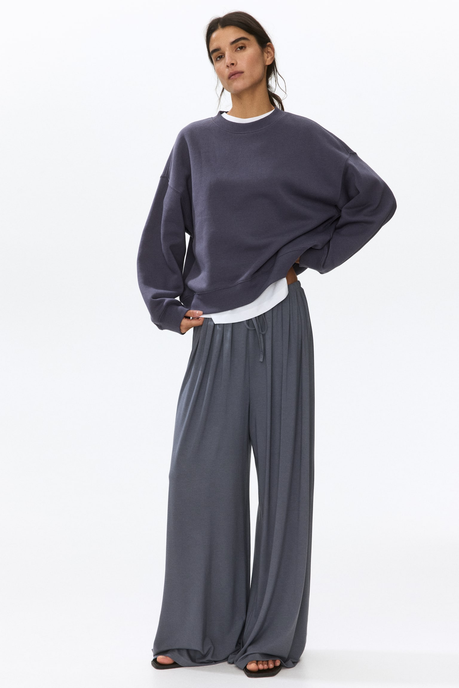Jersey drawstring trousers - Dark grey/Black/Dark brown - 1