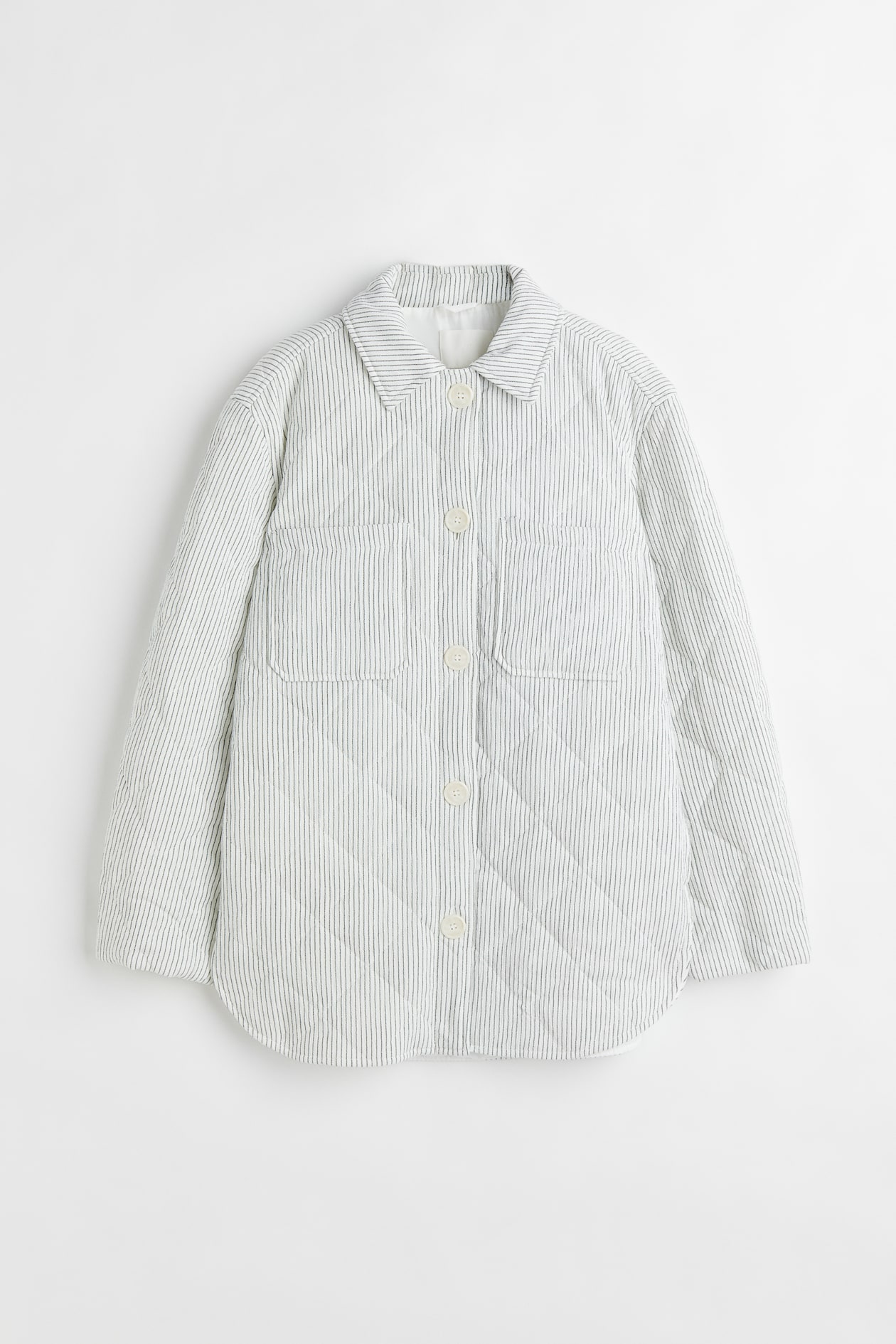 Quilted shacket - White/Pinstriped - Ladies | H&M GB