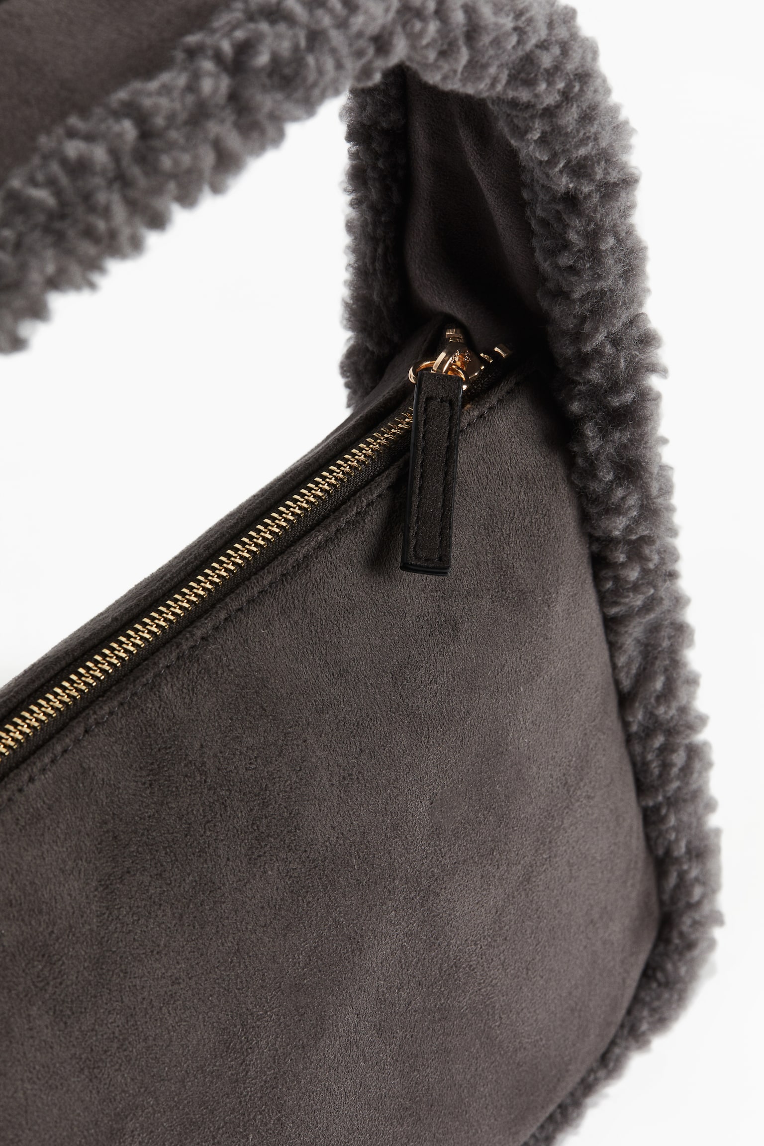 Teddy-trimmed shoulder bag - Dark grey/Black - 2