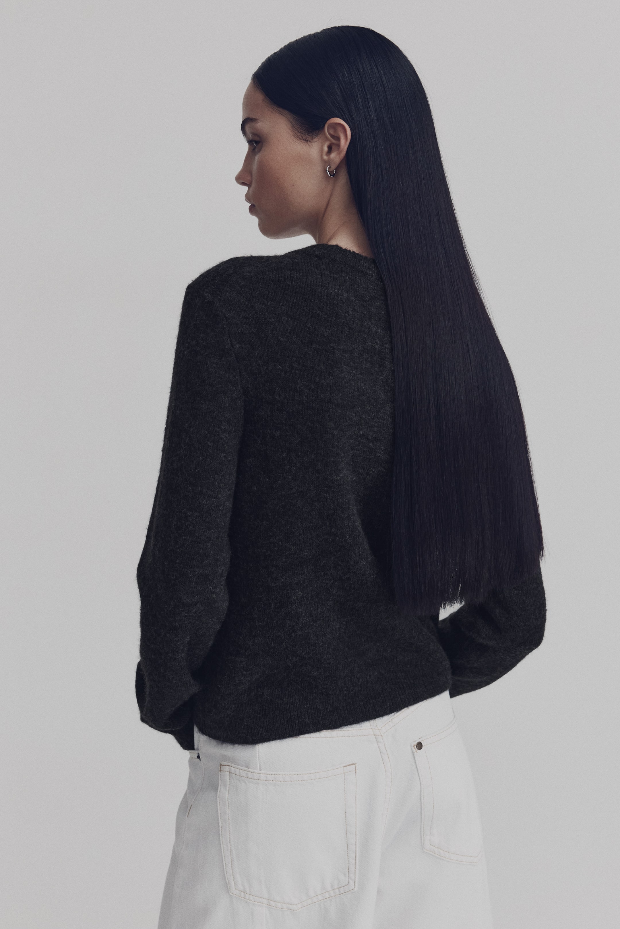 Größeres Bild ansehen: Pullover mit Applikation - Dunkelgraumeliert/Love - Ladies | H&M DE 3