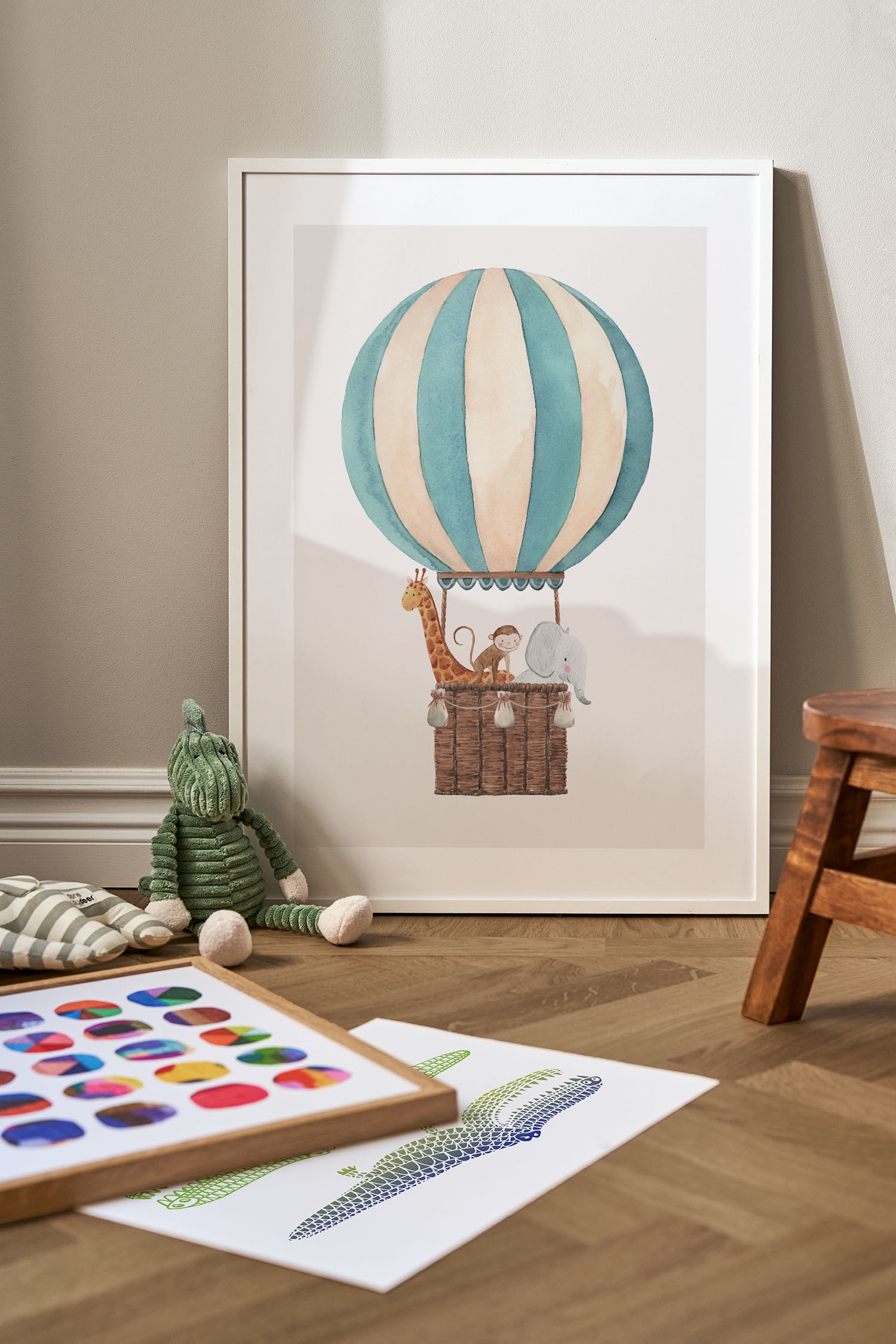 The Balloon Ride Poster - Beige/blau/braun