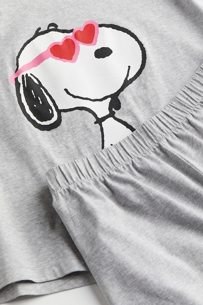 Pyjama imprimé - Gris clair chiné/Snoopy/Blanc/Barbie/Gris foncé/Mickey - 3