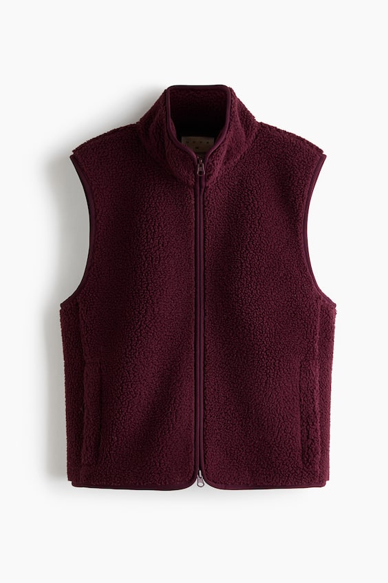 Женский жилет H&M Move Loose-Fit Teddy Fleece Sports, цвет: Вишнёвый красный