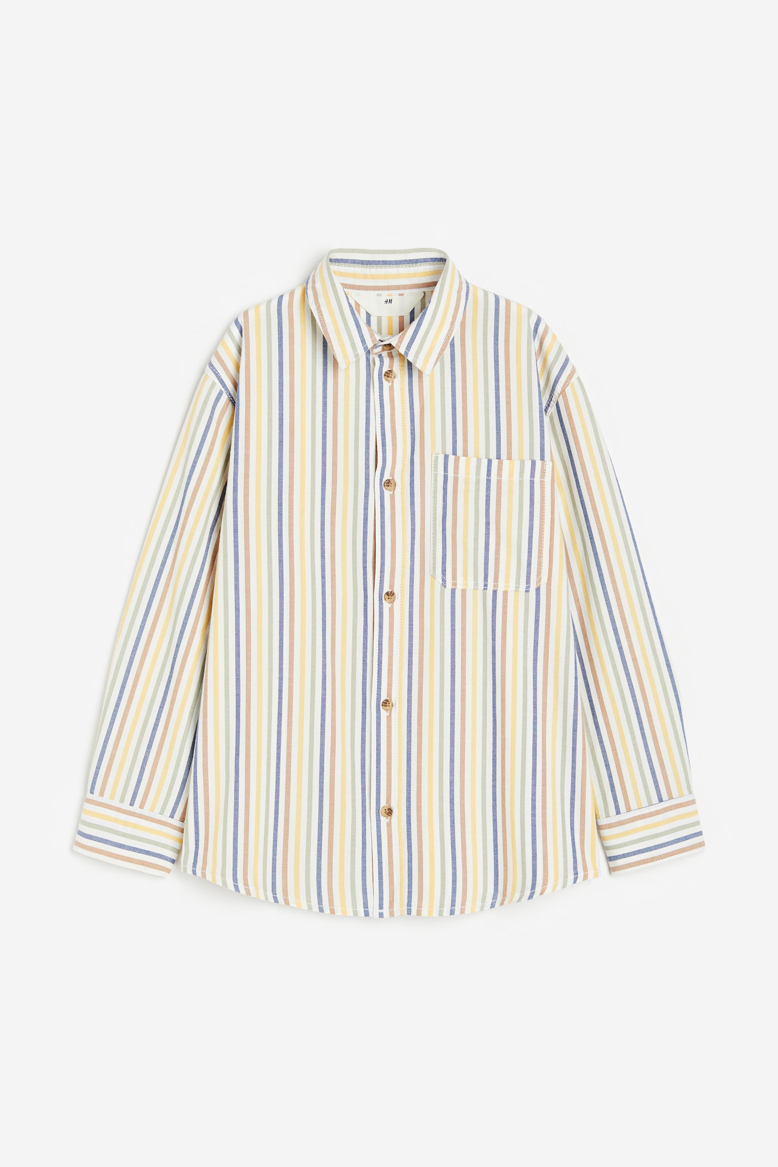 Cotton Shirt - White/Yellow stripe/Brown - 1