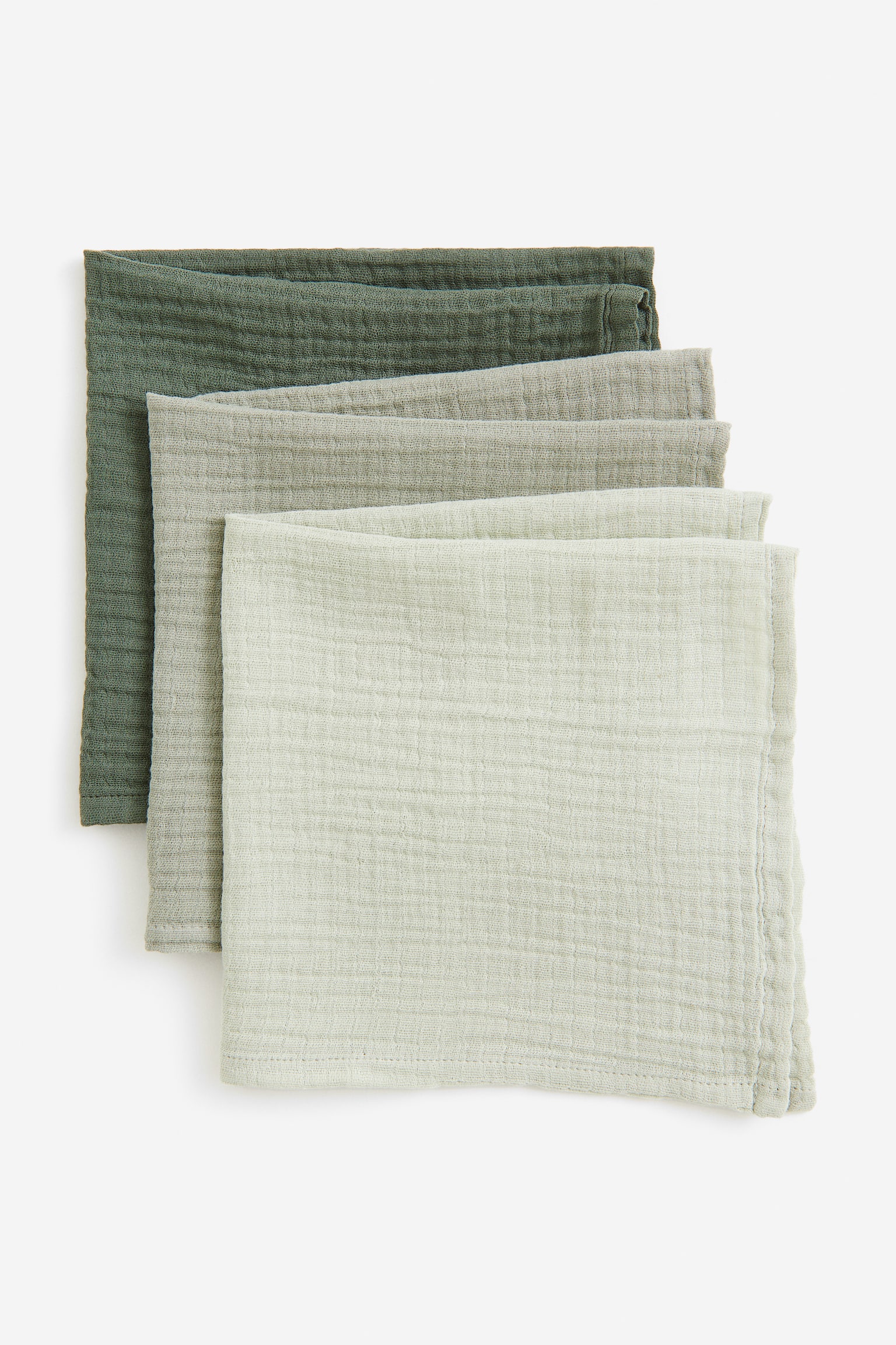 3-pack muslin comfort blankets - Dark green/Sage green/Light beige/White/Light blue/White/Old rose/Beige/White/Dark grey/Light grey/White - 1