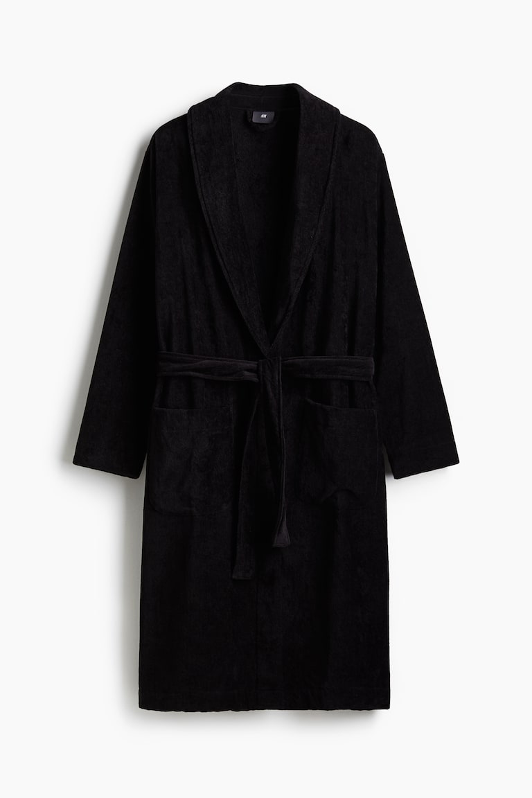 Terry dressing gown Black Men H&M IN
