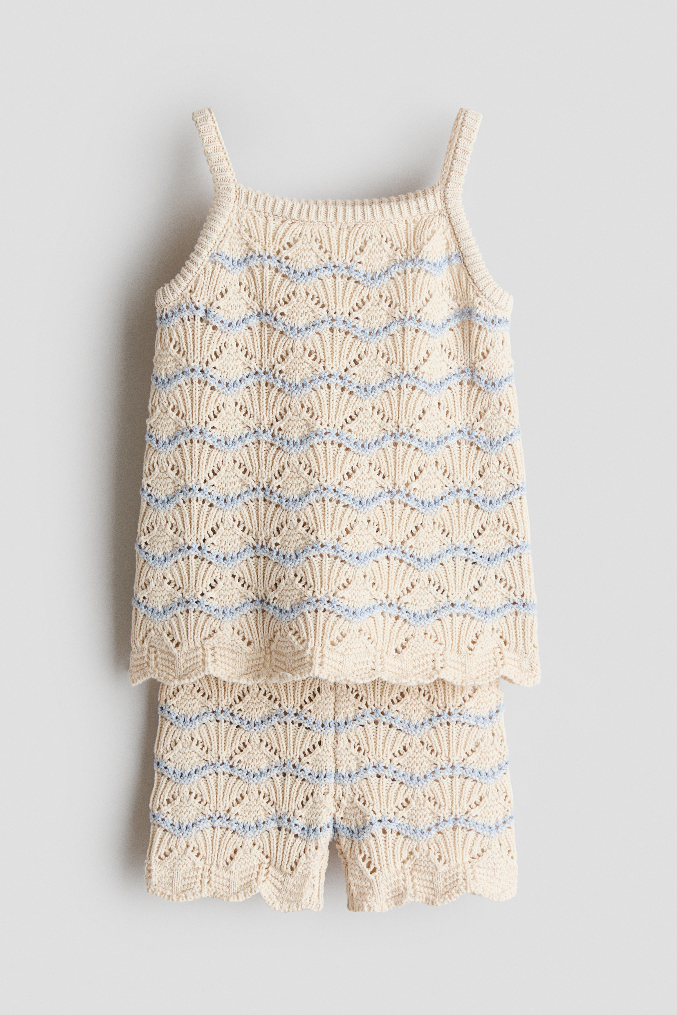 Set 2 pezzi in maglia di cotone traforata